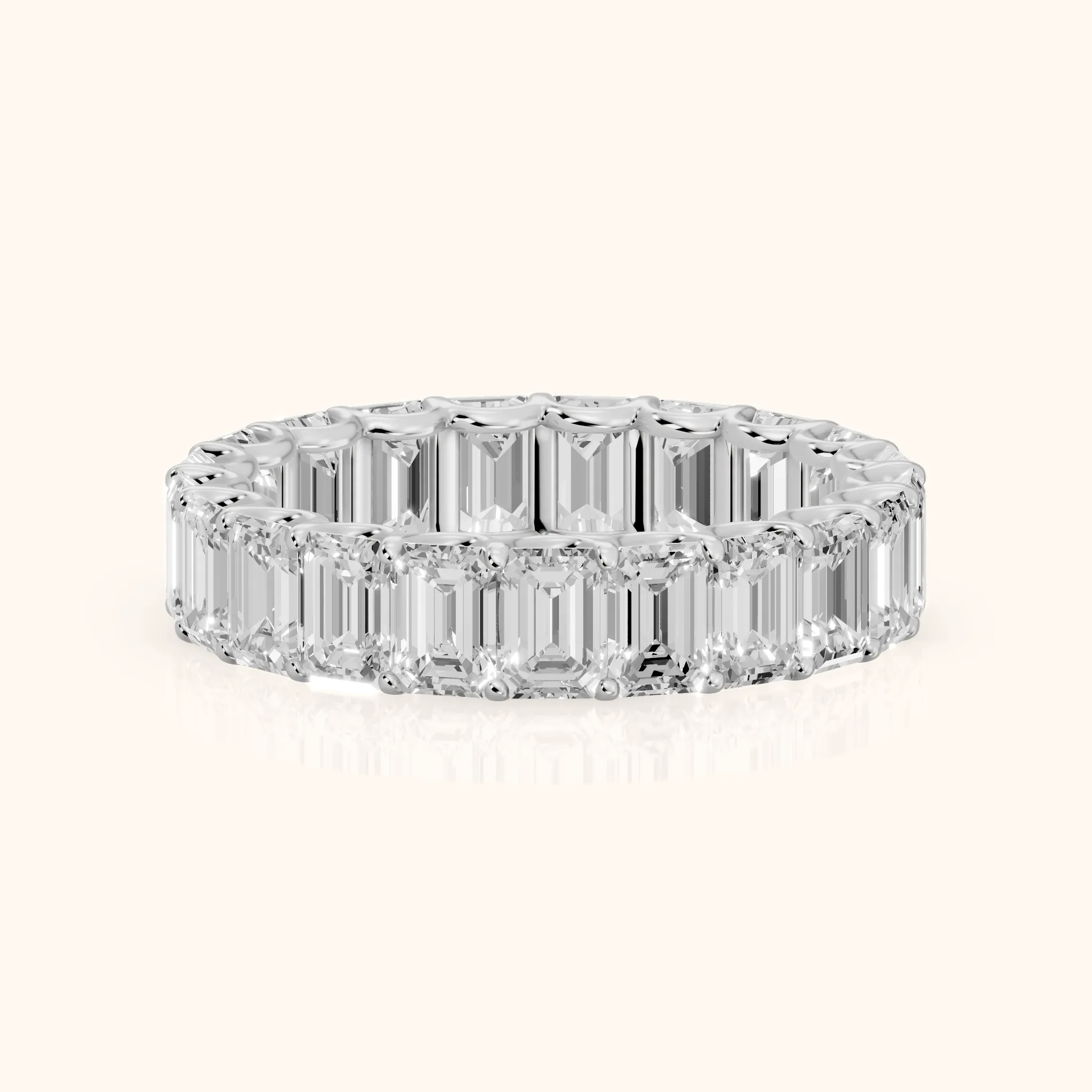 Josette Shared Prong Emerald Diamond Eternity Band in Silver — view 1