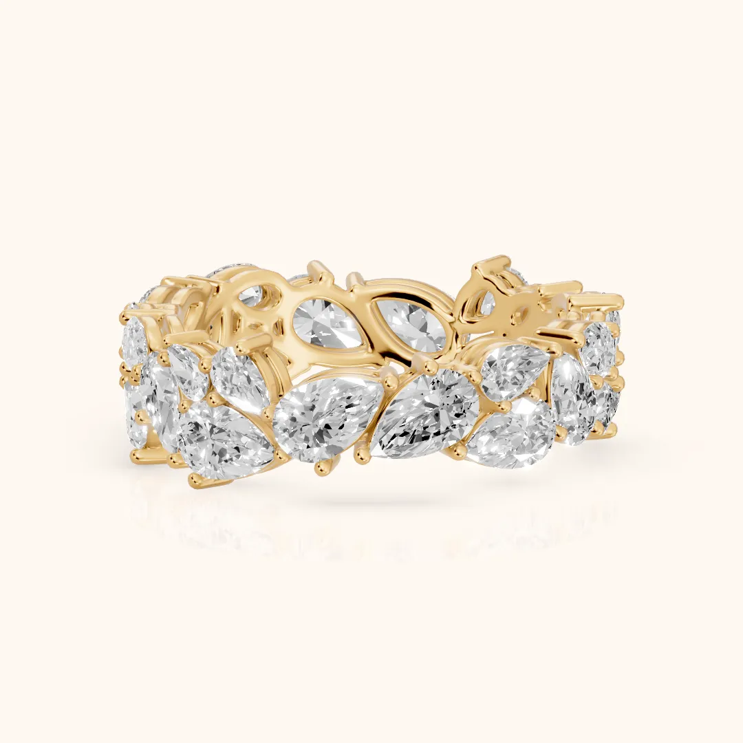 Fleur Shared Prong Pear Diamond Eternity Band in Yellow Gold — view 2