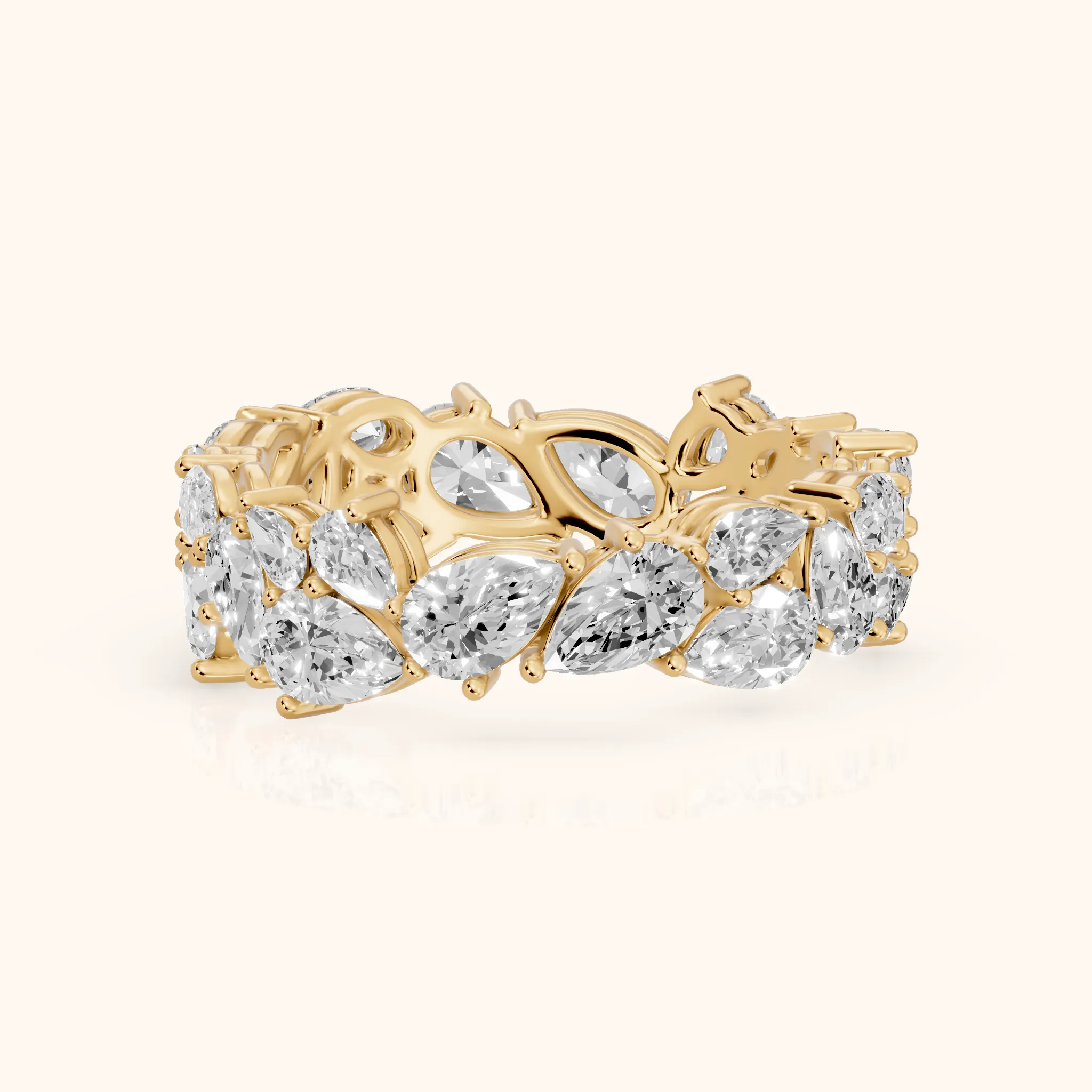 Fleur Shared Prong Pear Diamond Eternity Band in Yellow Gold — view 1