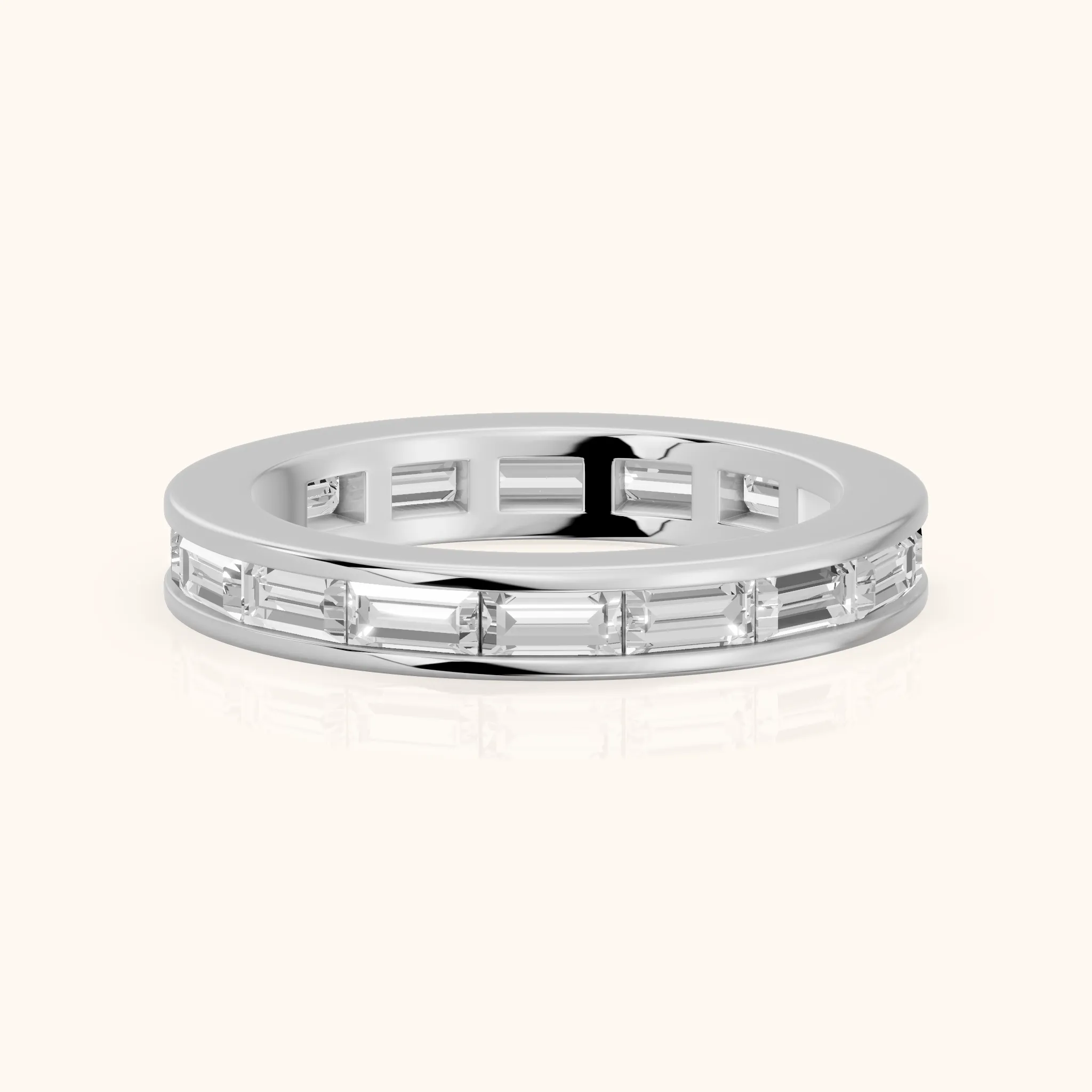 Valeria Channel Set Baguette Diamond Eternity Band in Silver — view 1