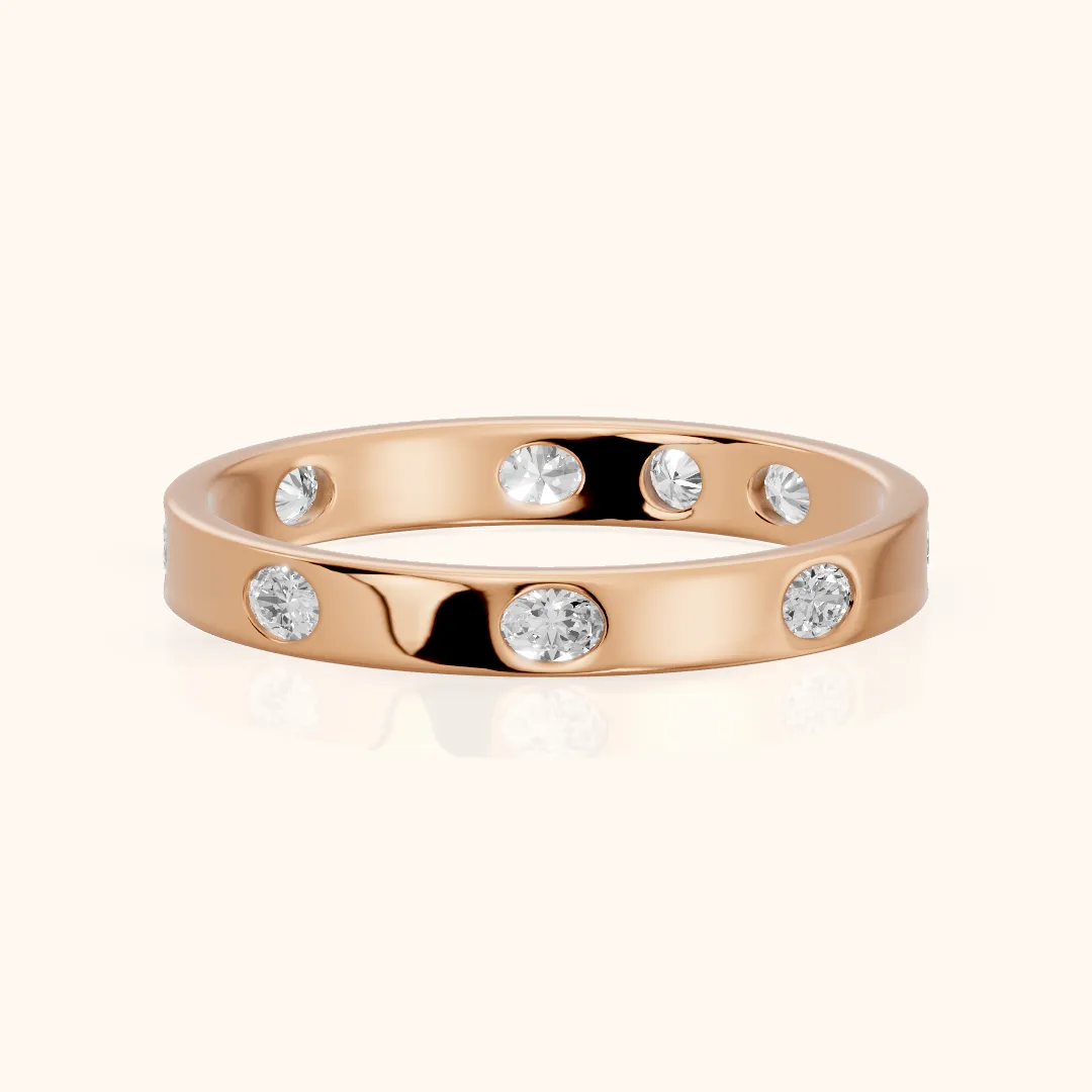 Alessia Bezel Oval & Round Diamond Eternity Band in Rose Gold — view 2