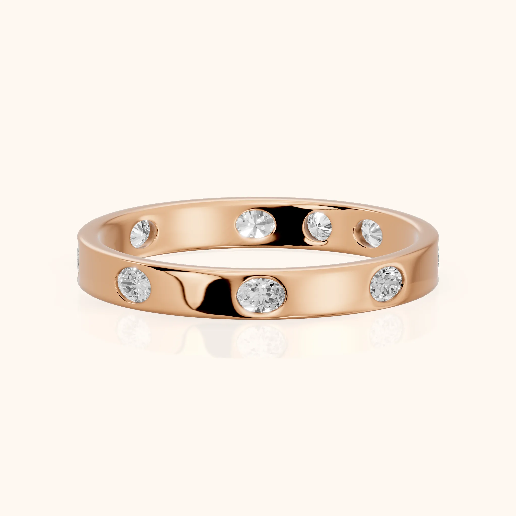 Alessia Bezel Oval & Round Diamond Eternity Band in Rose Gold — view 1