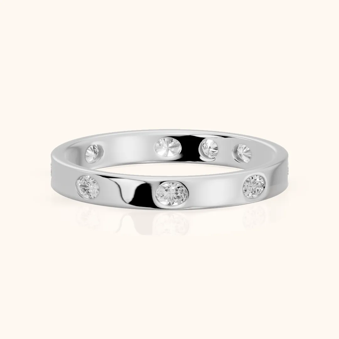 Alessia Bezel Oval & Round Diamond Eternity Band in Platinum — view 2