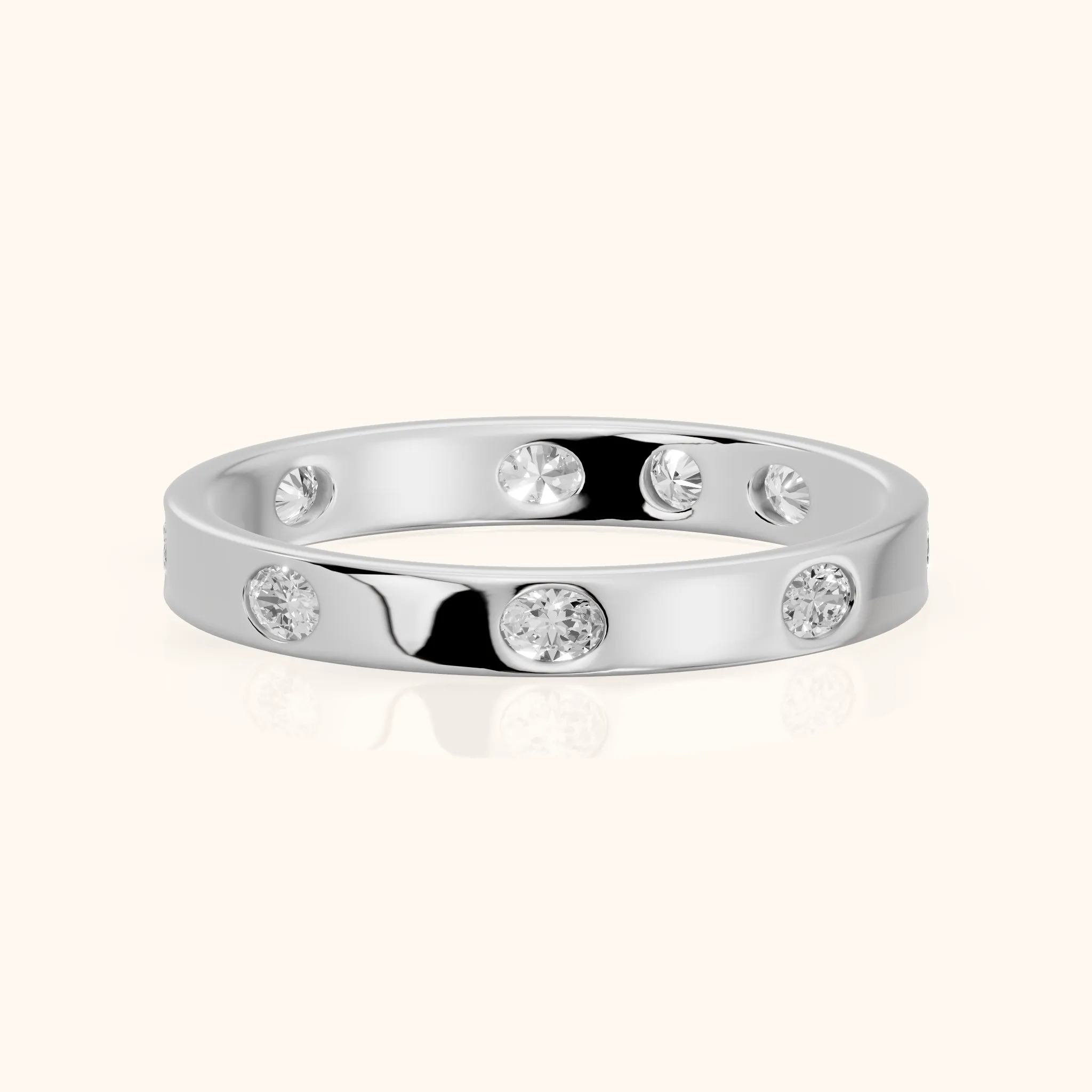 Alessia Bezel Oval & Round Diamond Eternity Band in Platinum — view 1