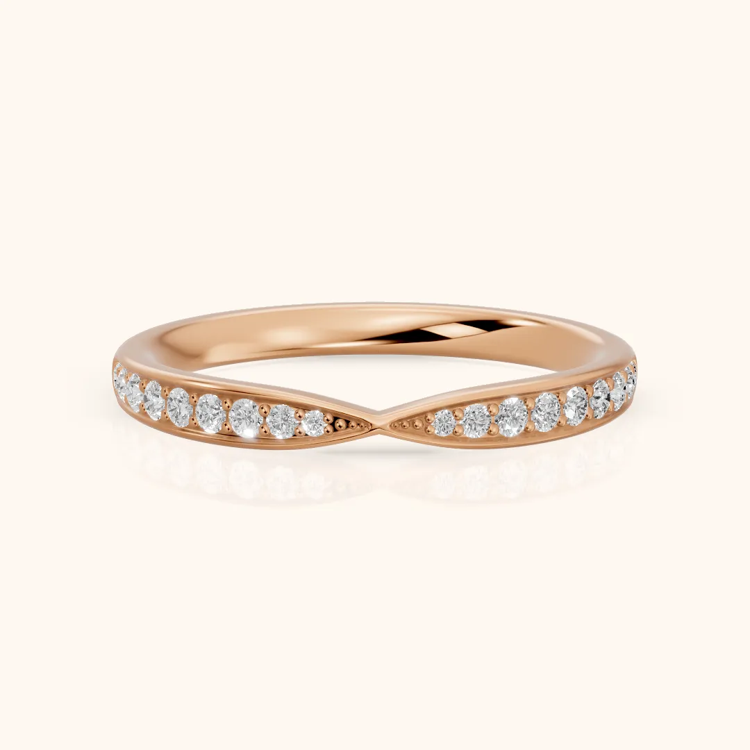 Tosca Tapered Riviera Round Diamond Half Eternity Band in Rose Gold — view 2
