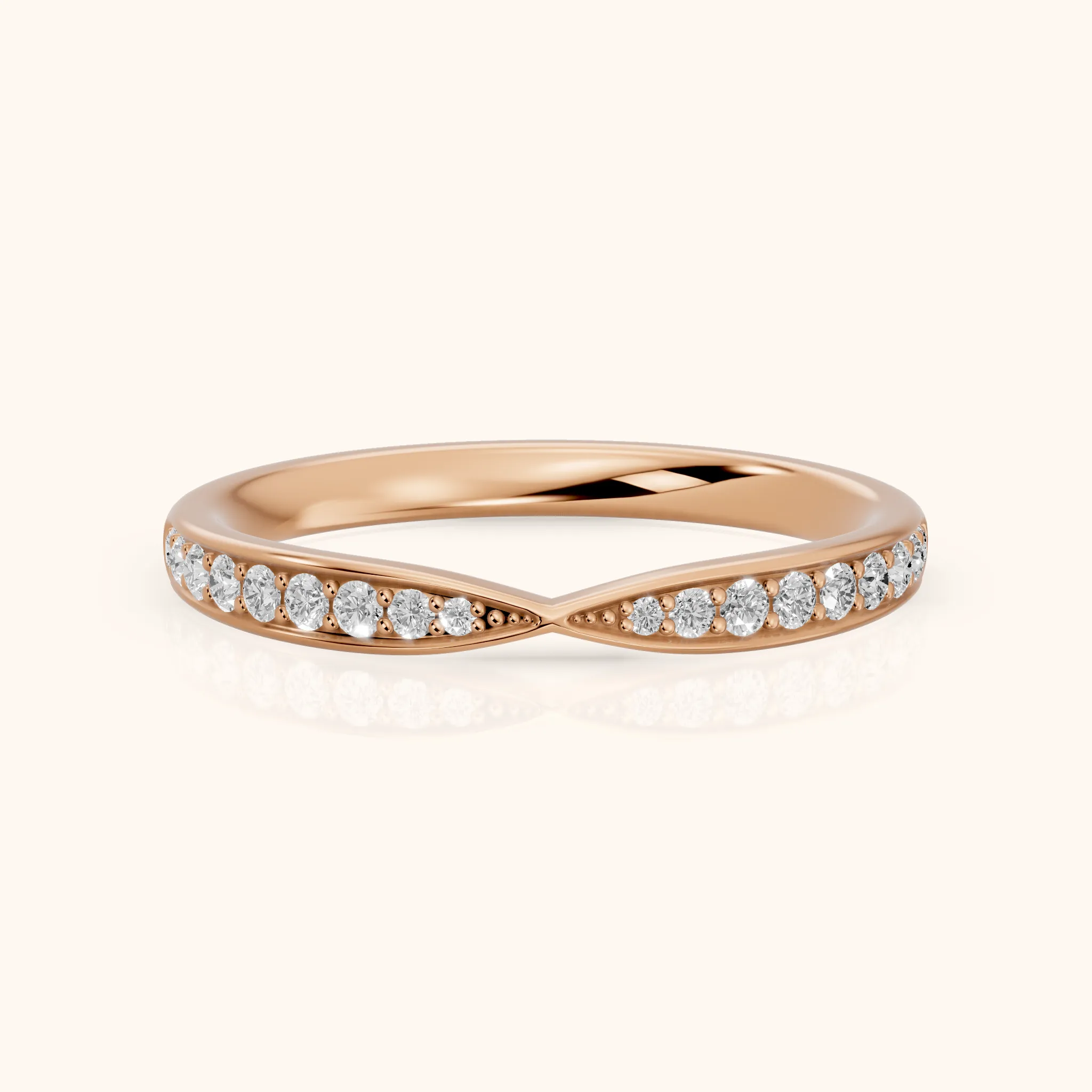 Tosca Tapered Riviera Round Diamond Half Eternity Band in Rose Gold — view 1