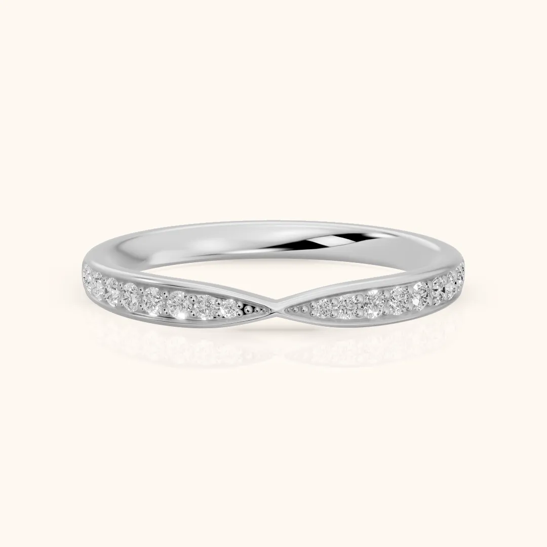 Tosca Tapered Riviera Round Diamond Half Eternity Band in Silver — view 2