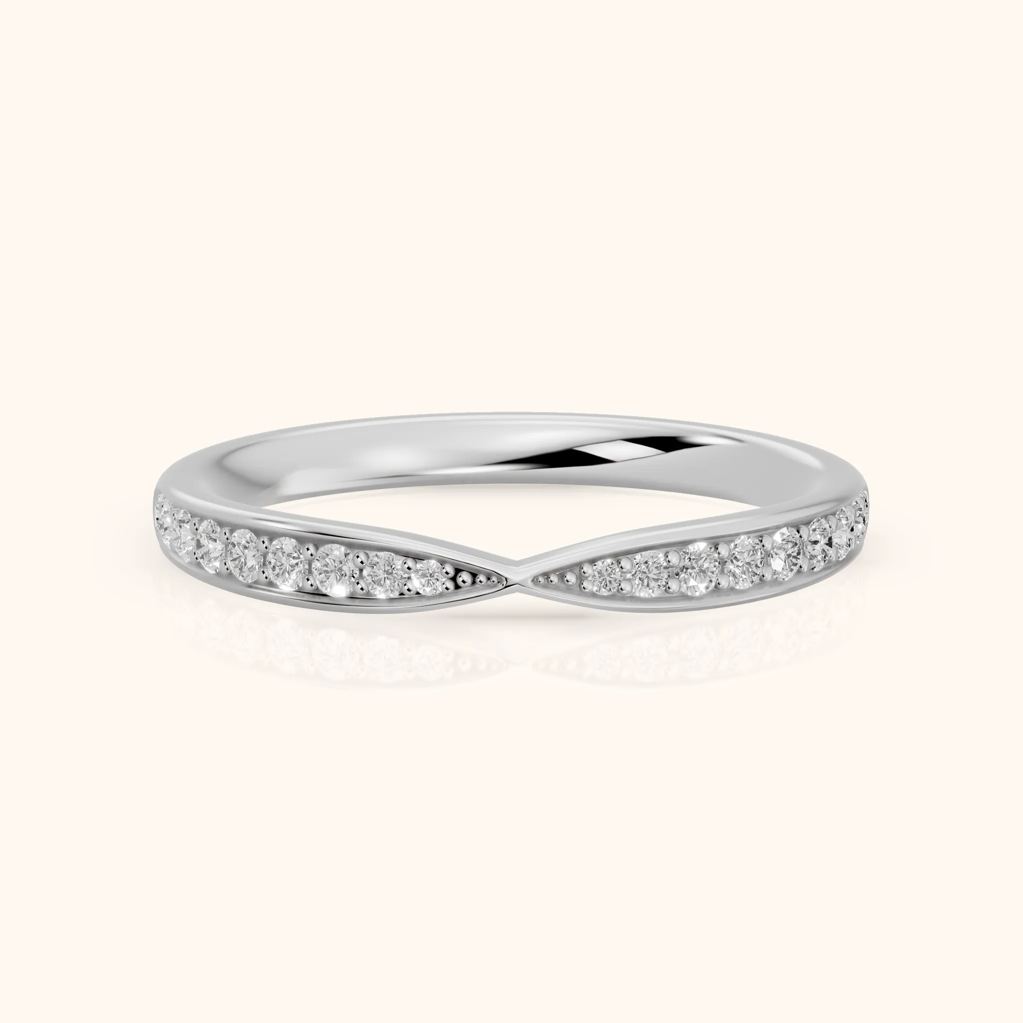 Tosca Tapered Riviera Round Diamond Half Eternity Band in Silver — view 1