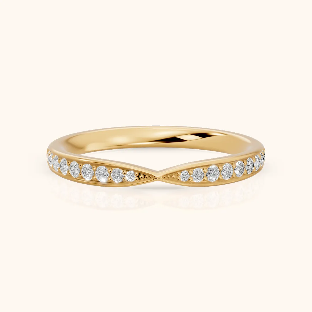 Tosca Tapered Riviera Round Diamond Half Eternity Band in Yellow Gold — view 2