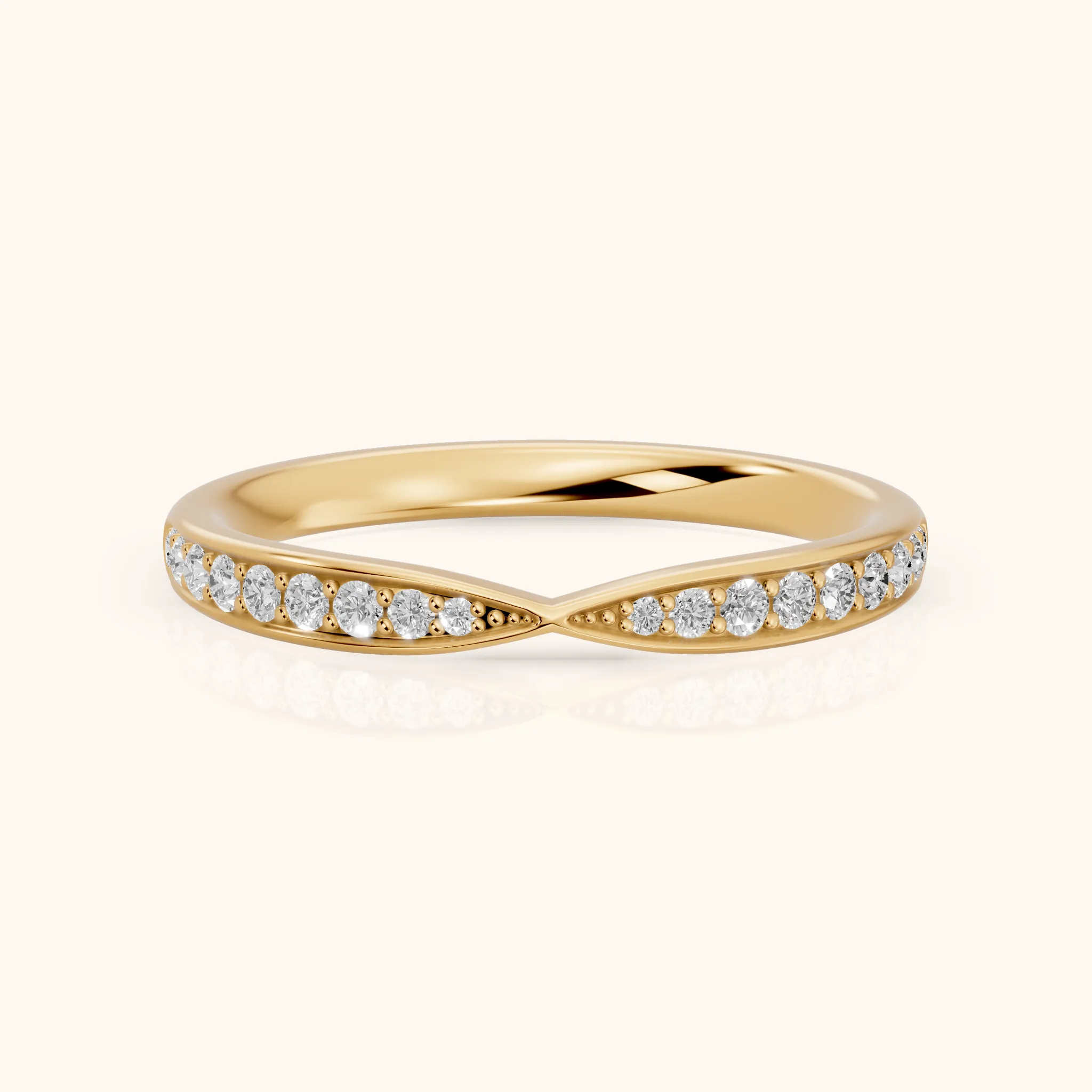 Tosca Tapered Riviera Round Diamond Half Eternity Band in Yellow Gold — view 1