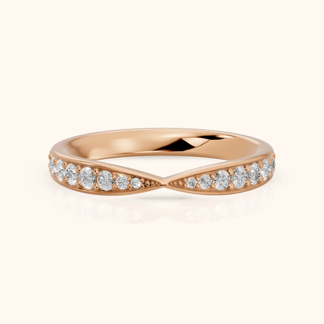 Fabia Tapered Riviera Round Diamond Half Eternity Band in Rose Gold — view 2