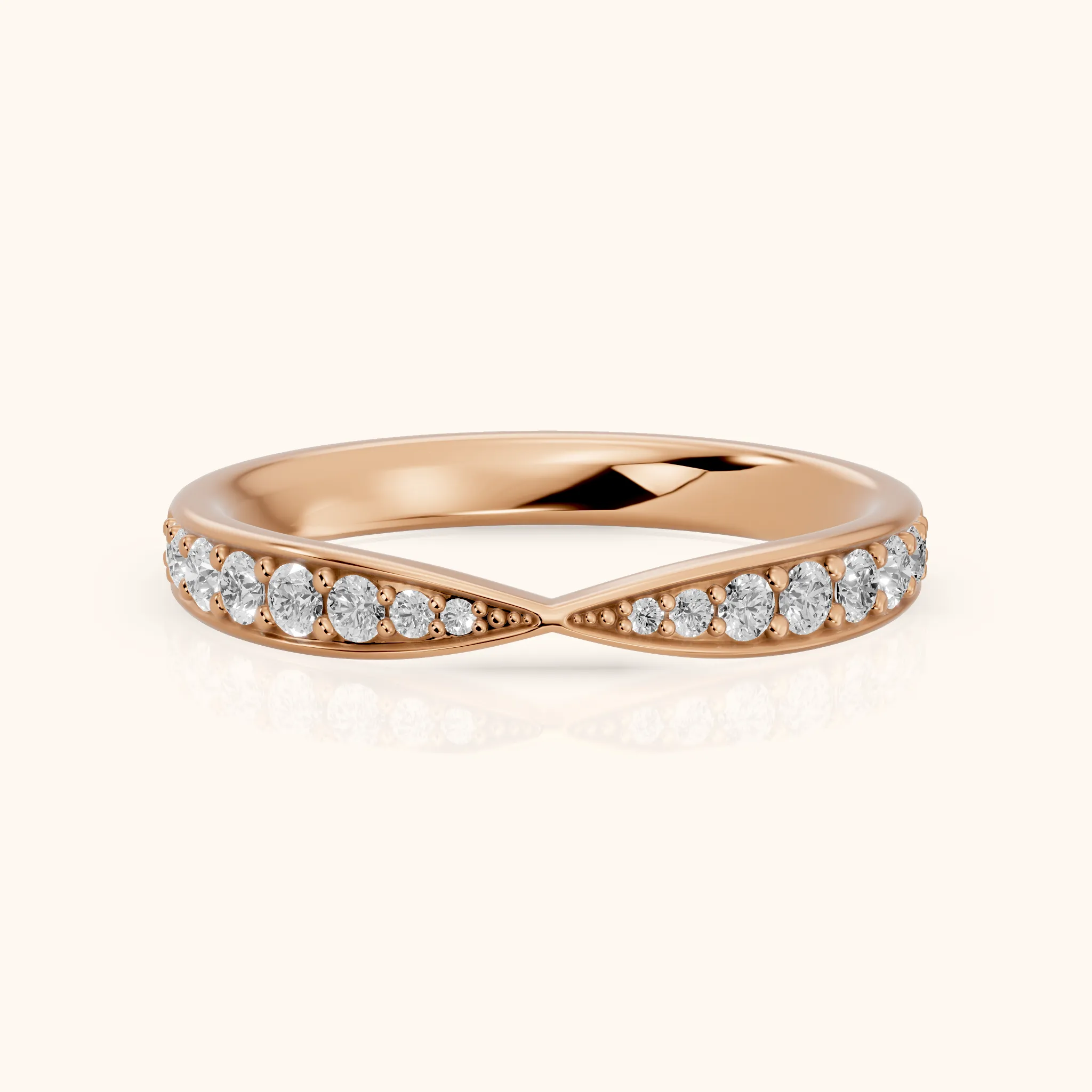 Fabia Tapered Riviera Round Diamond Half Eternity Band in Rose Gold — view 1