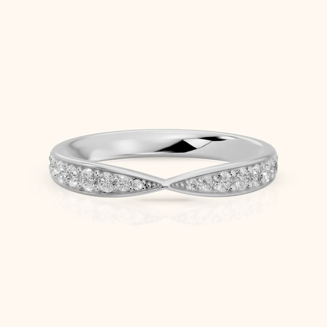 Fabia Tapered Riviera Round Diamond Half Eternity Band in Silver — view 2