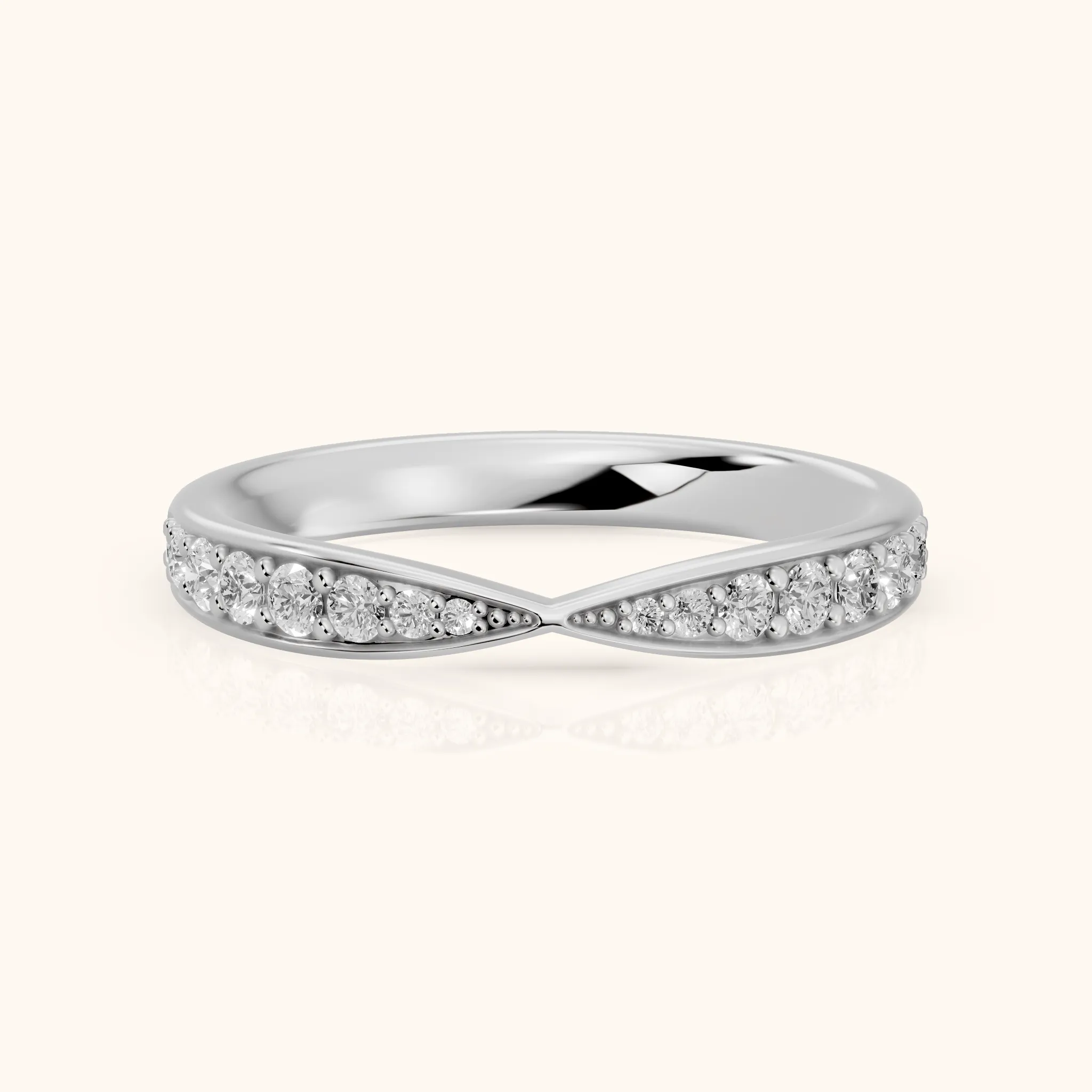 Fabia Tapered Riviera Round Diamond Half Eternity Band in Silver — view 1
