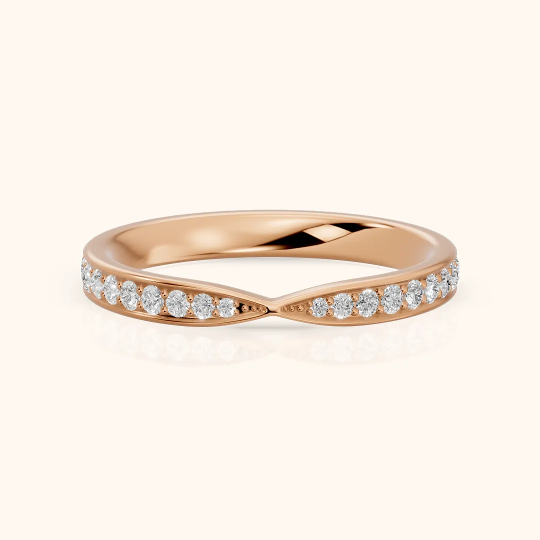 Zita Tapered Riviera Round Diamond Eternity Band in Rose Gold — view 2