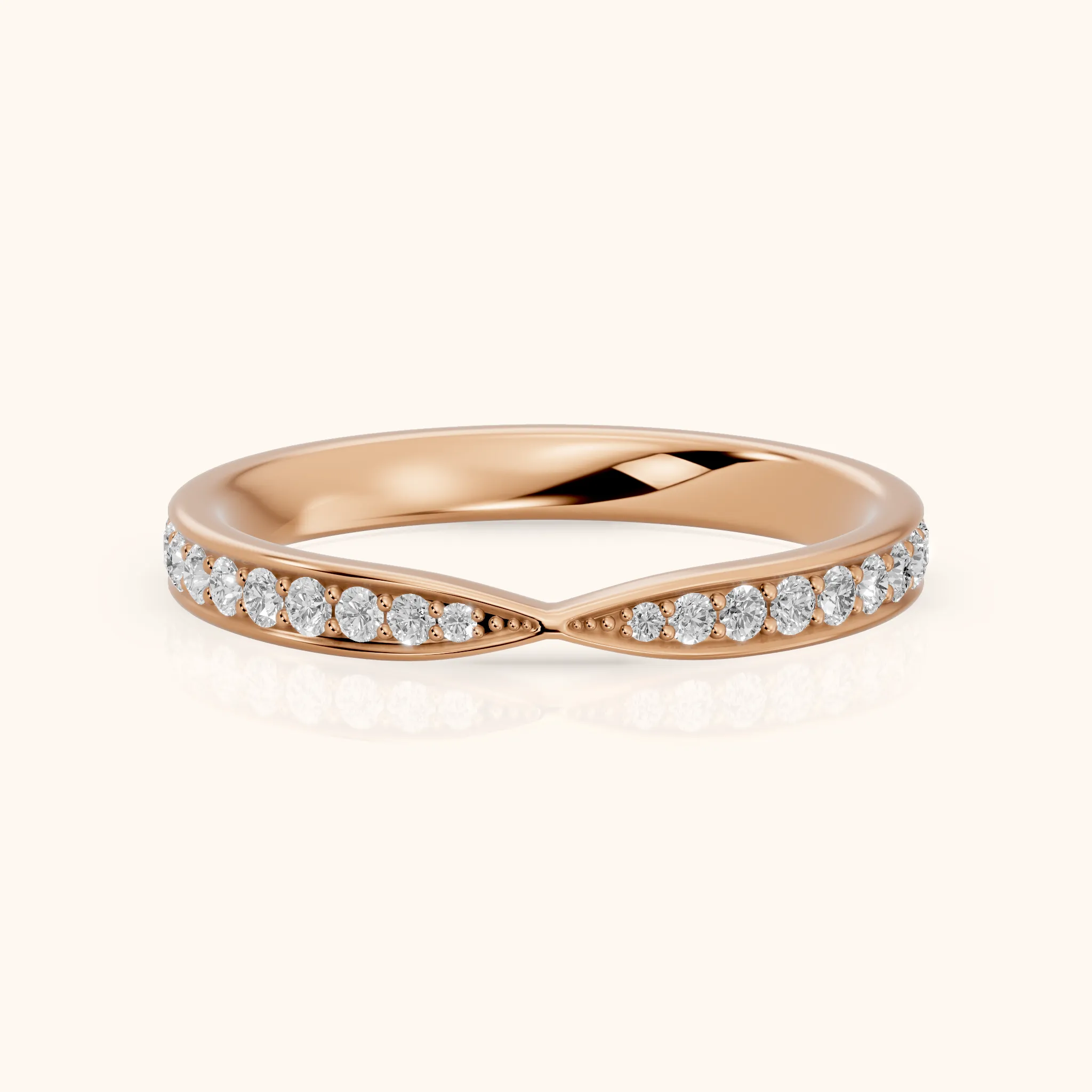 Zita Tapered Riviera Round Diamond Eternity Band in Rose Gold — view 1