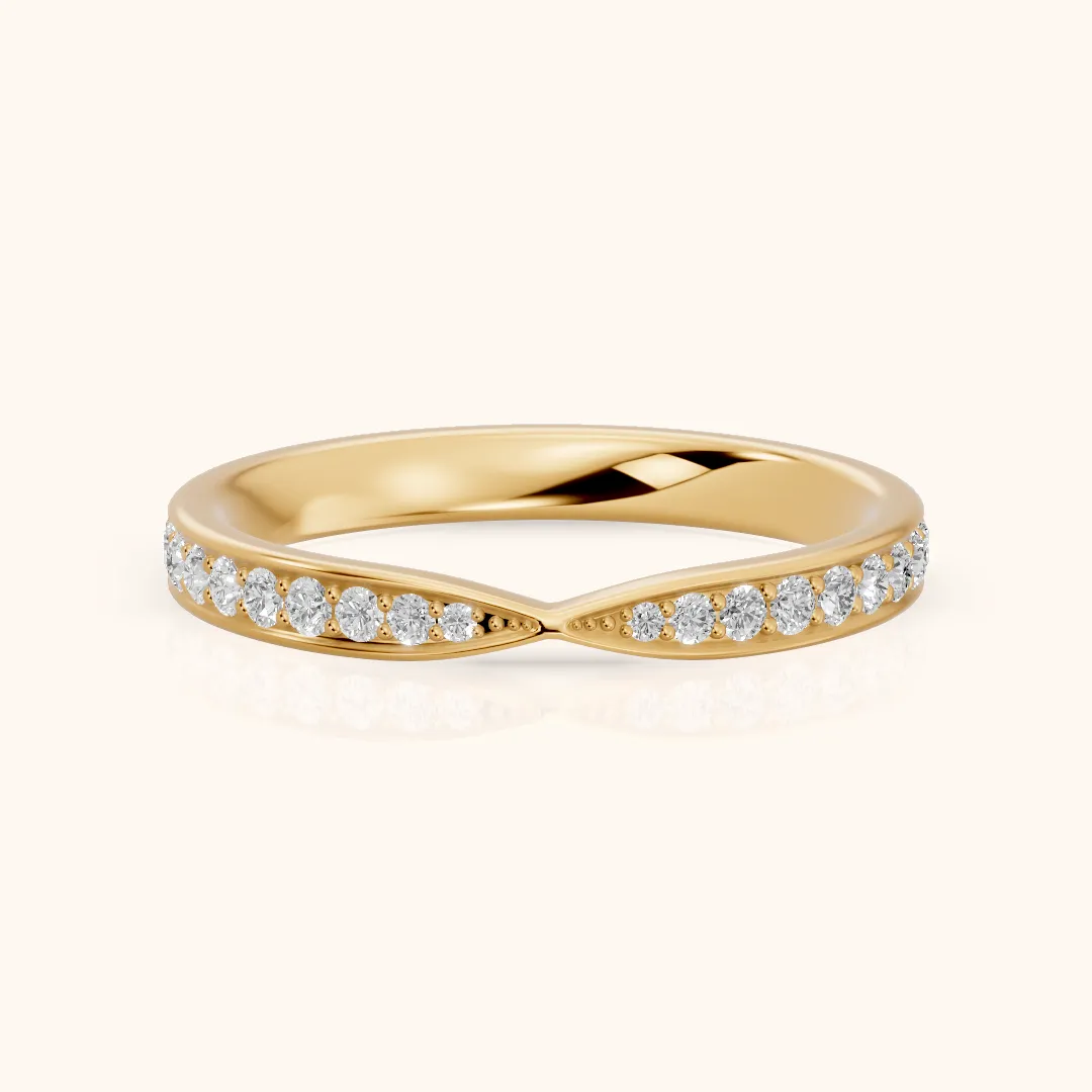 Zita Tapered Riviera Round Diamond Eternity Band in Yellow Gold — view 2