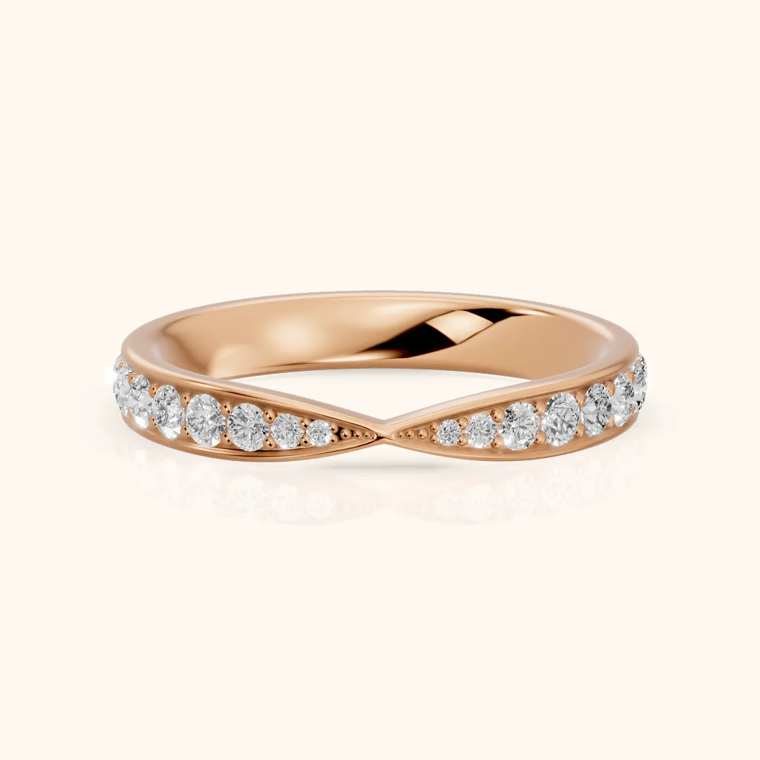 Clara Tapered Riviera Round Diamond Eternity Band in Rose Gold — view 2