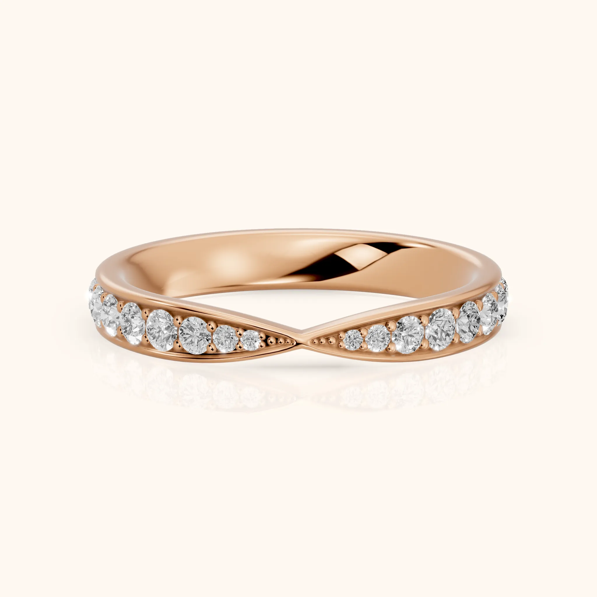 Clara Tapered Riviera Round Diamond Eternity Band in Rose Gold — view 1