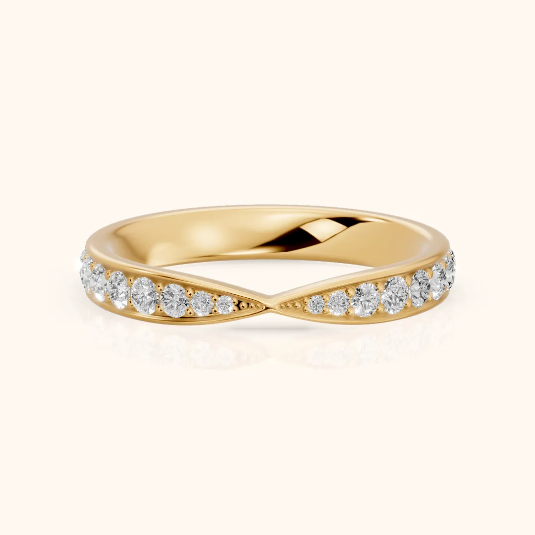 Clara Tapered Riviera Round Diamond Eternity Band in Yellow Gold — view 2