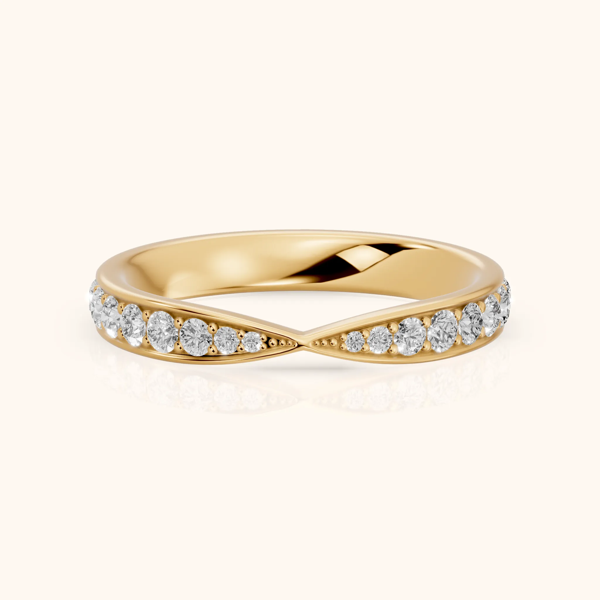 Clara Tapered Riviera Round Diamond Eternity Band in Yellow Gold — view 1