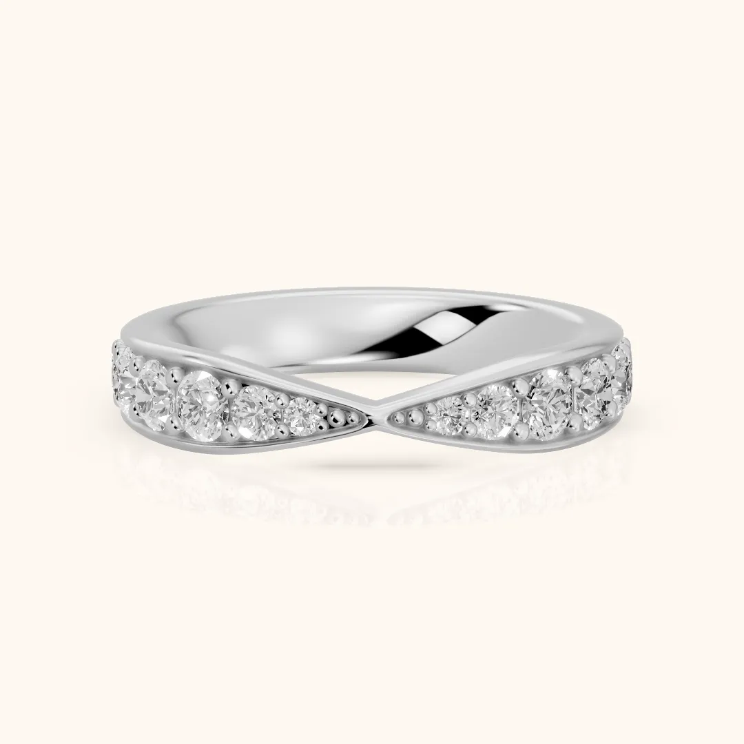Carla Tapered Riviera Round Diamond Half Eternity Band in Platinum — view 2