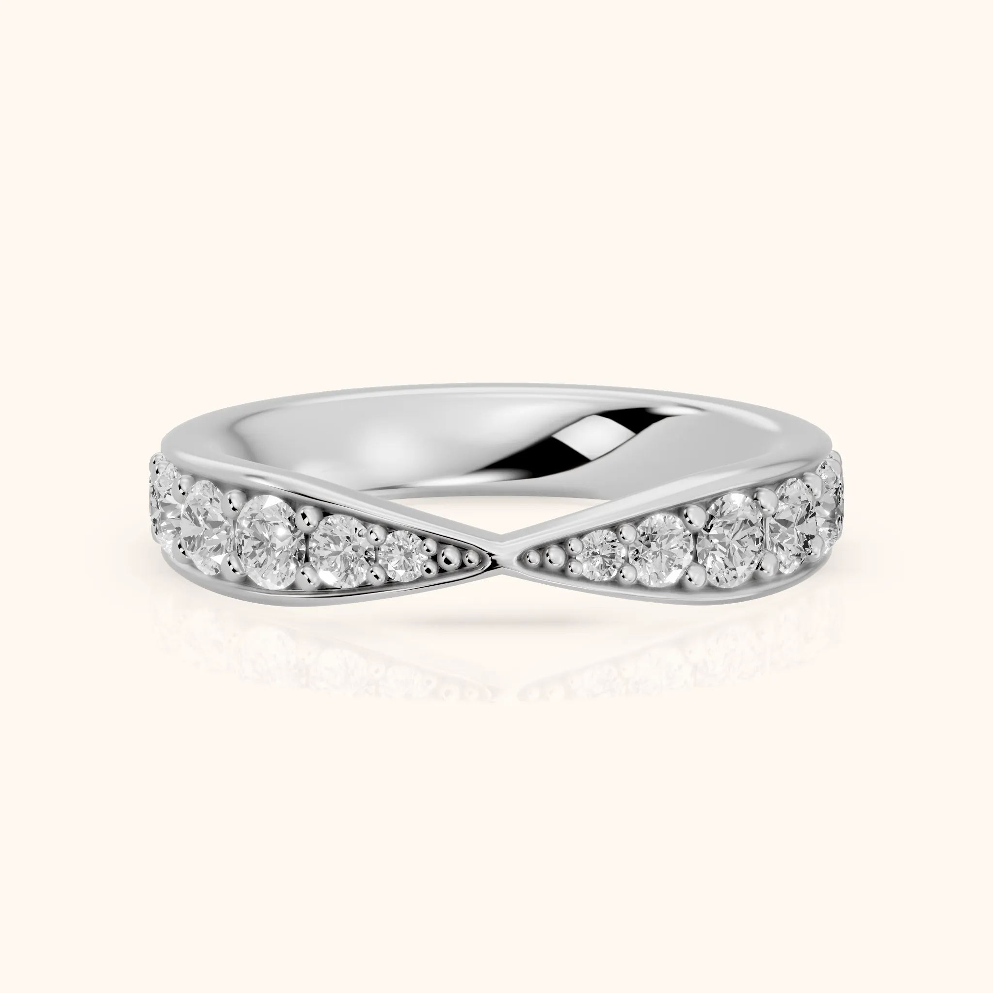 Carla Tapered Riviera Round Diamond Half Eternity Band in Platinum — view 1