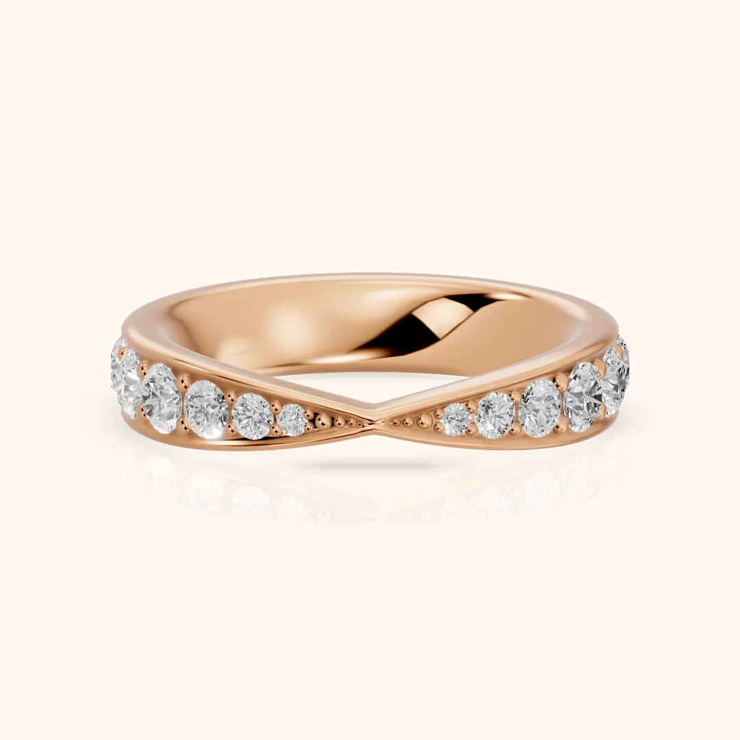 Julia Tapered Riviera Round Diamond Eternity Band in Rose Gold — view 2