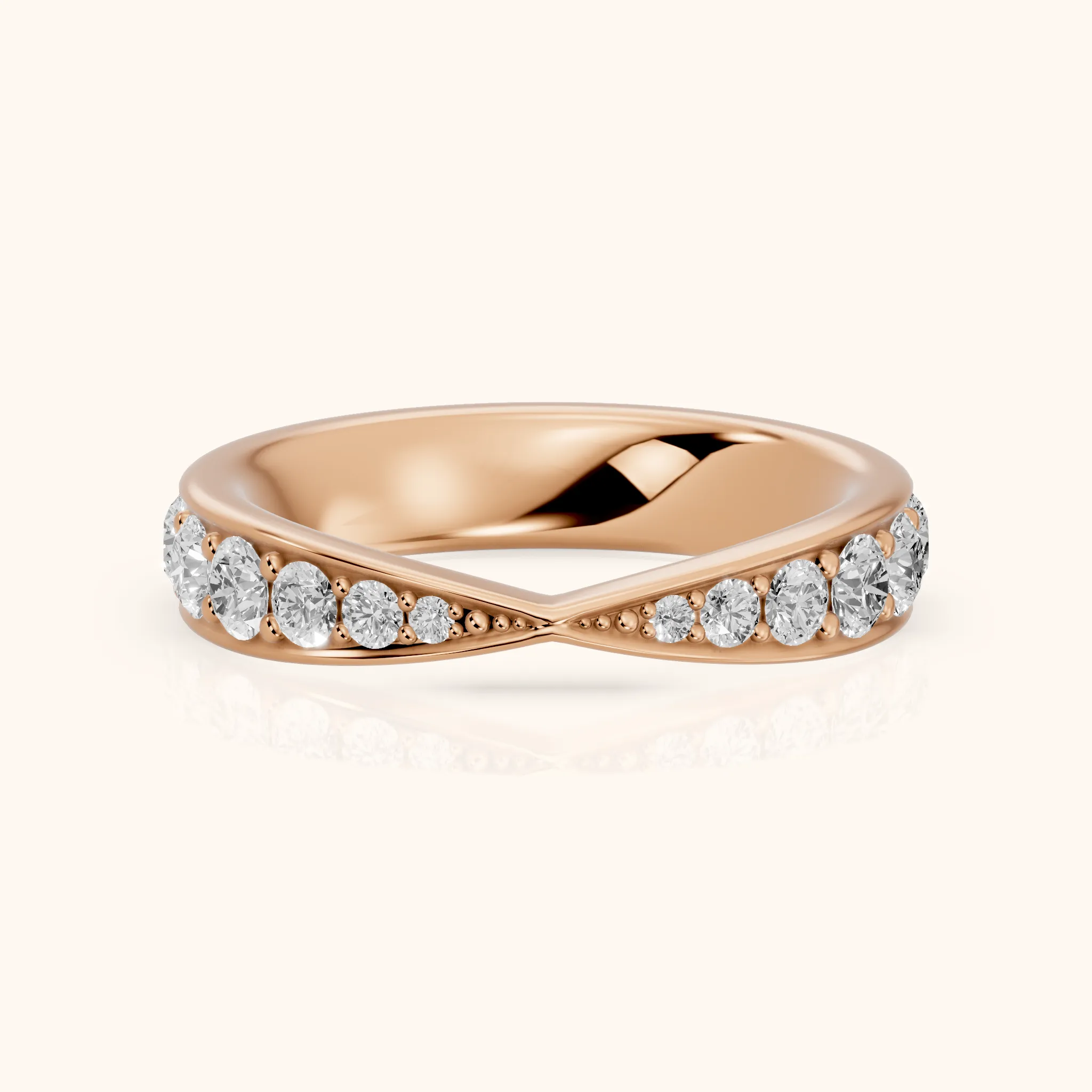 Julia Tapered Riviera Round Diamond Eternity Band in Rose Gold — view 1