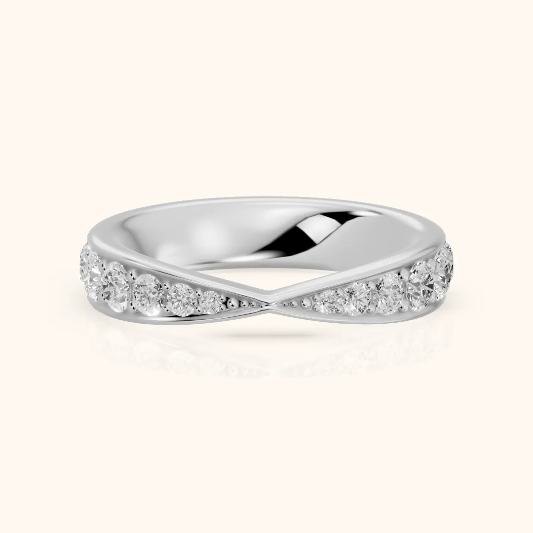 Julia Tapered Riviera Round Diamond Eternity Band in Silver — view 2