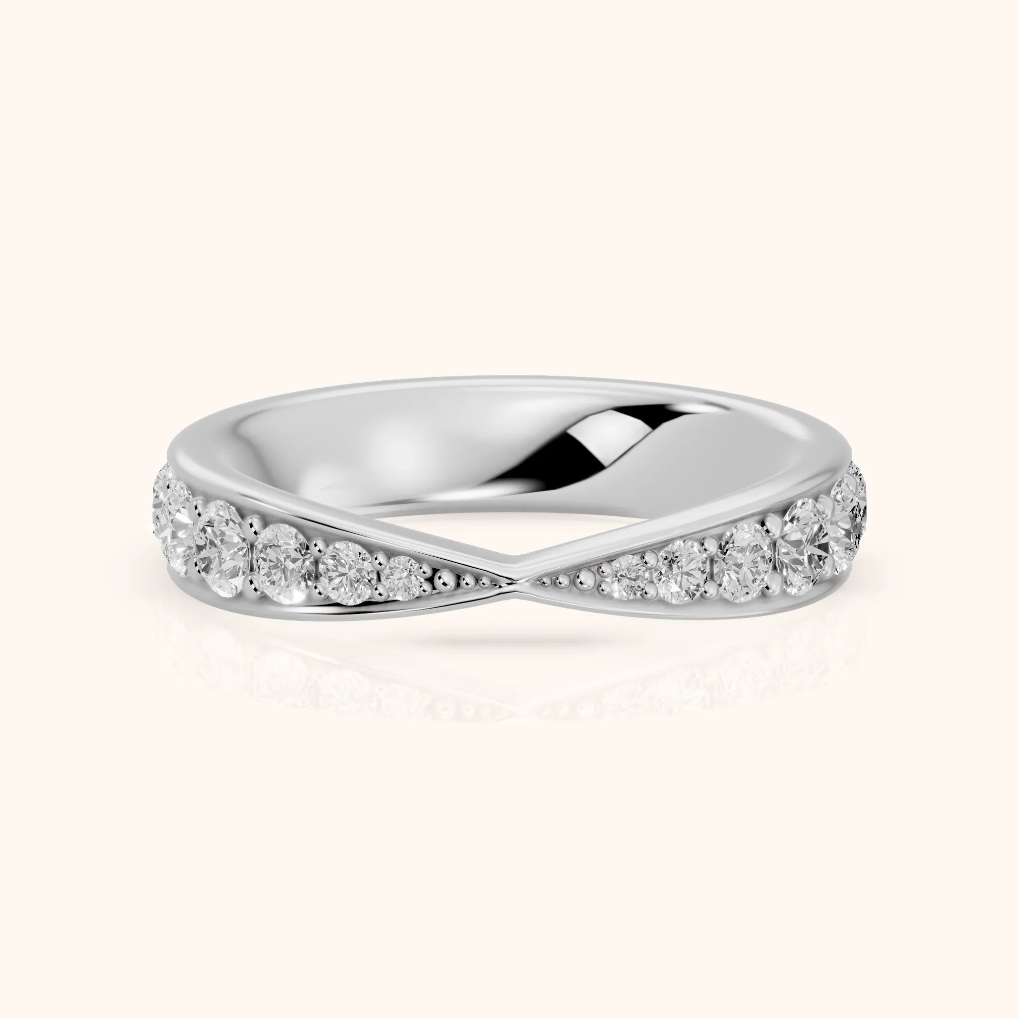 Julia Tapered Riviera Round Diamond Eternity Band in Silver — view 1