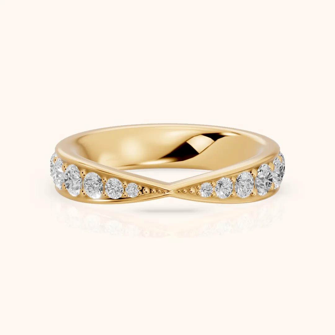 Julia Tapered Riviera Round Diamond Eternity Band in Yellow Gold — view 2