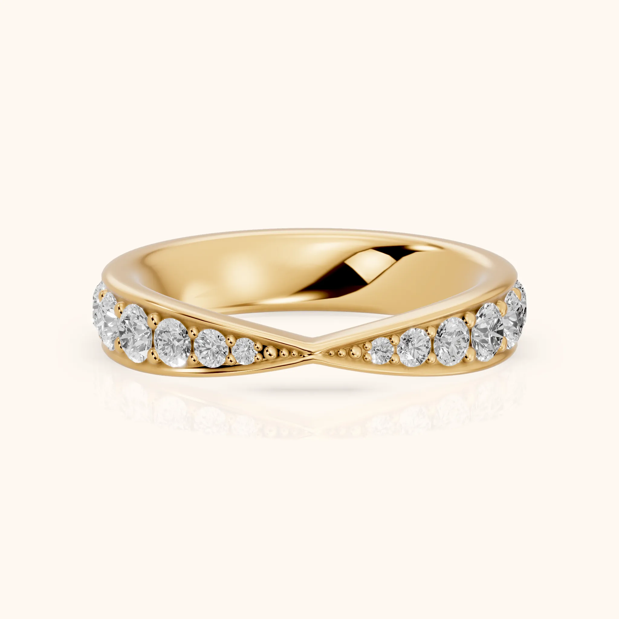 Julia Tapered Riviera Round Diamond Eternity Band in Yellow Gold — view 1