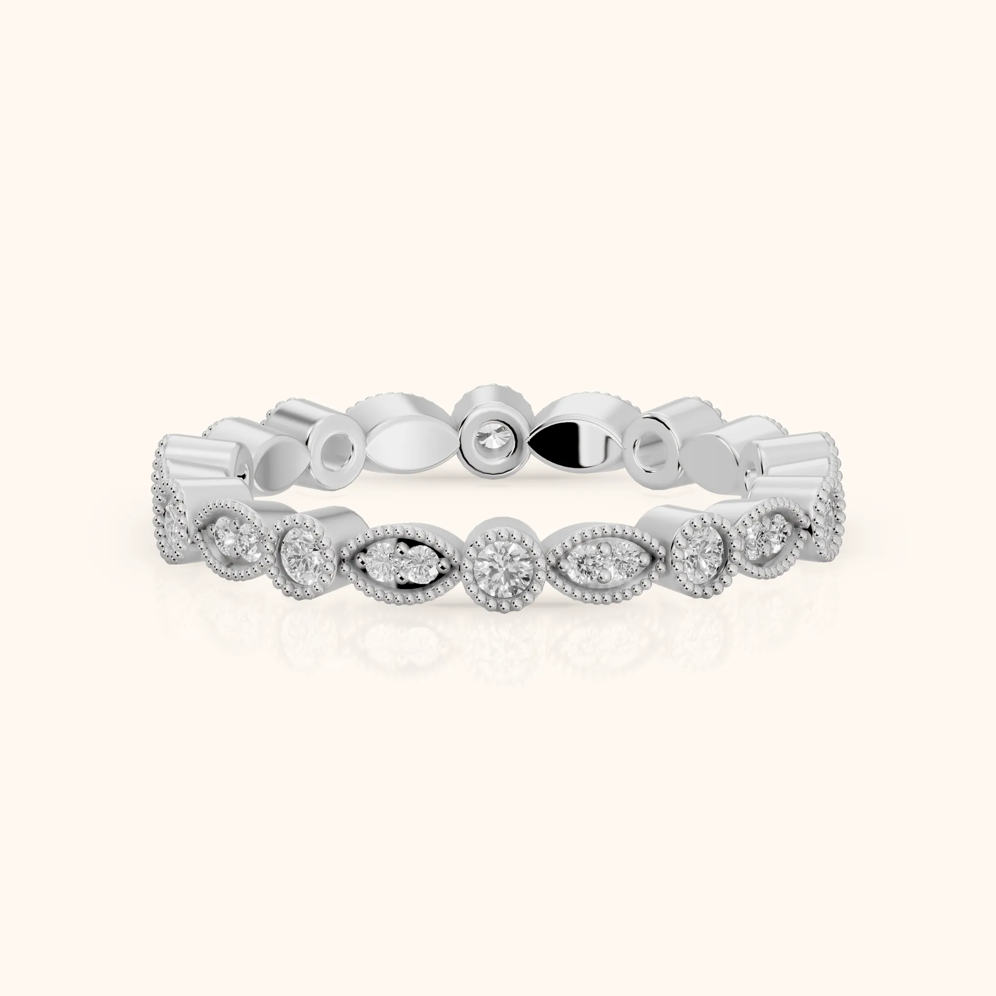 Irene Milgrain Bezel Round Diamond Eternity Band in Platinum — view 1