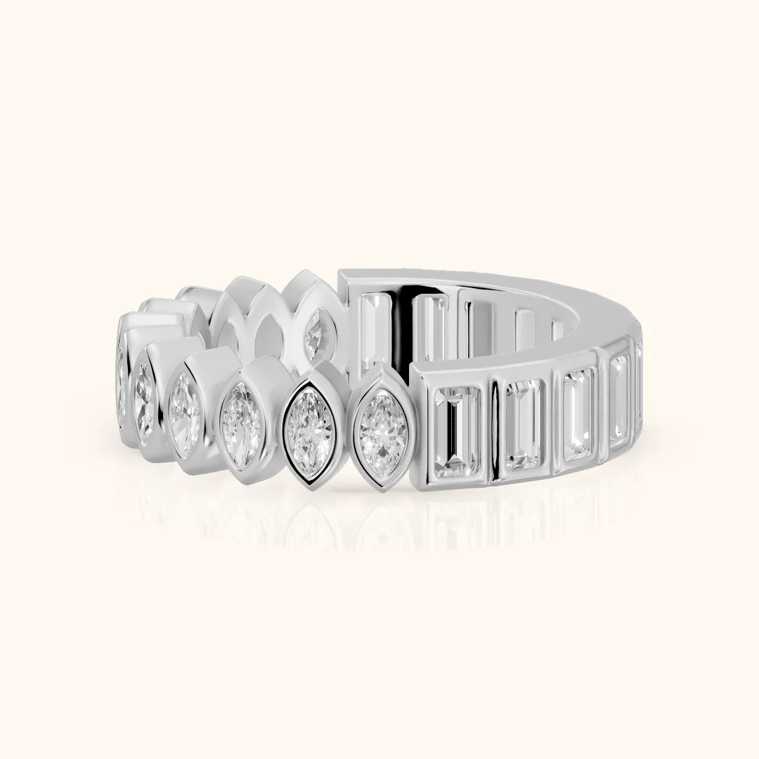 Pilar Bezel Marquise & Baguette Diamond Eternity Band in White Gold — view 2