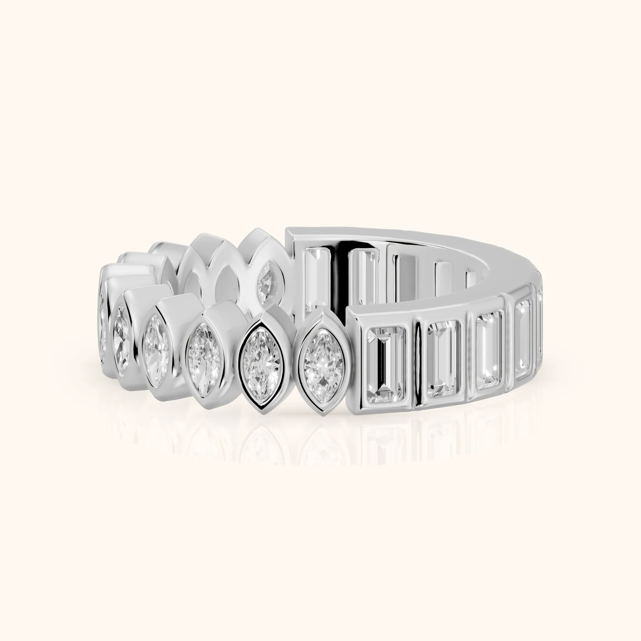 Pilar Bezel Marquise & Baguette Diamond Eternity Band in White Gold — view 1