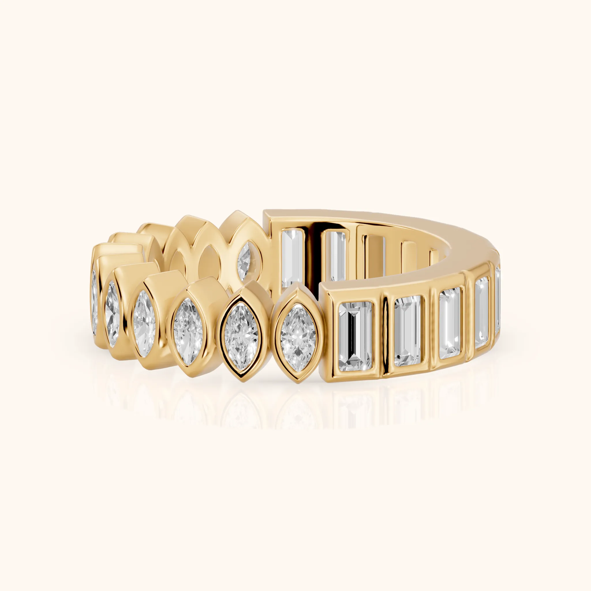 Pilar Bezel Marquise & Baguette Diamond Eternity Band in Yellow Gold — view 1