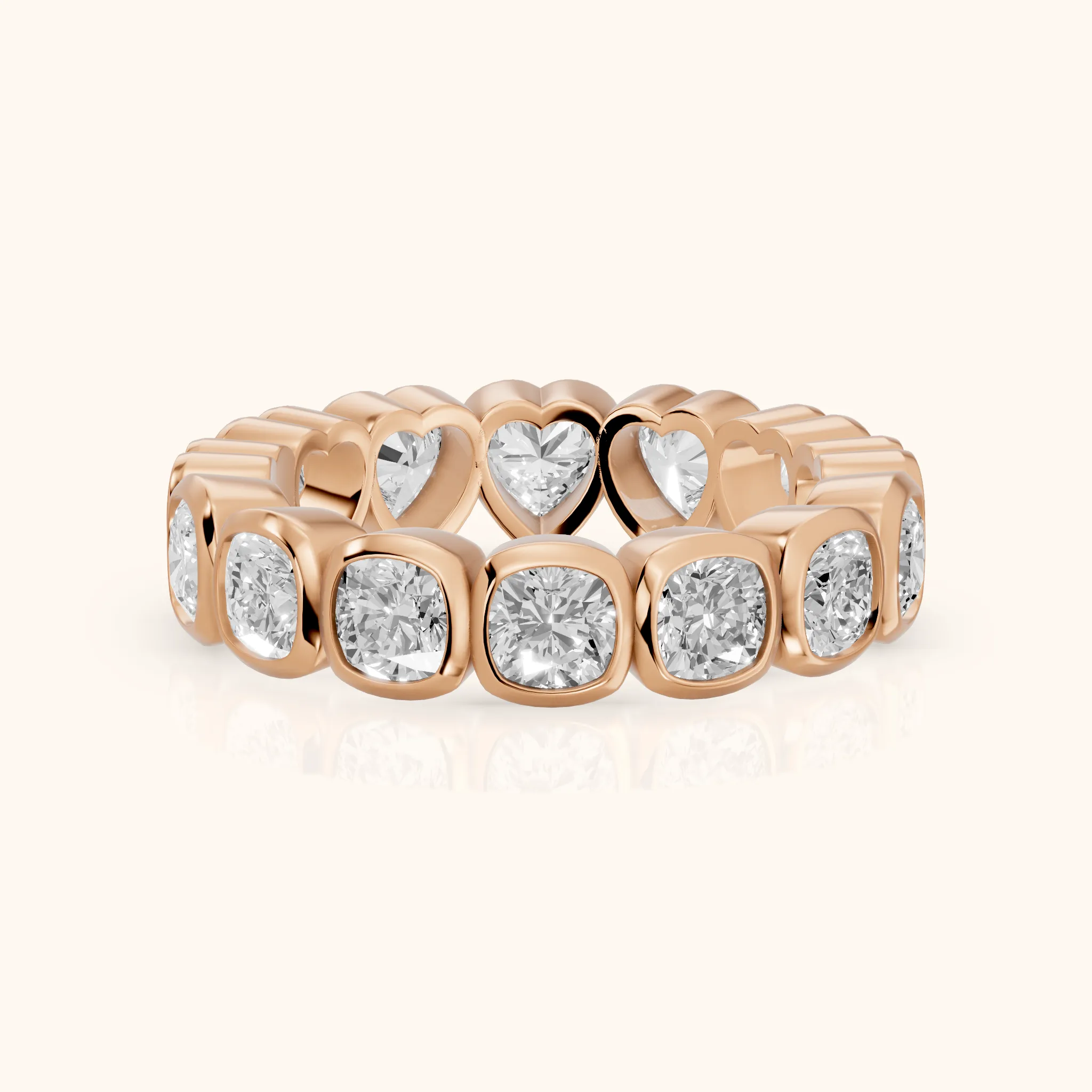 Marisa Bezel Cushion & Heart Diamond Eternity Band in Rose Gold — view 1