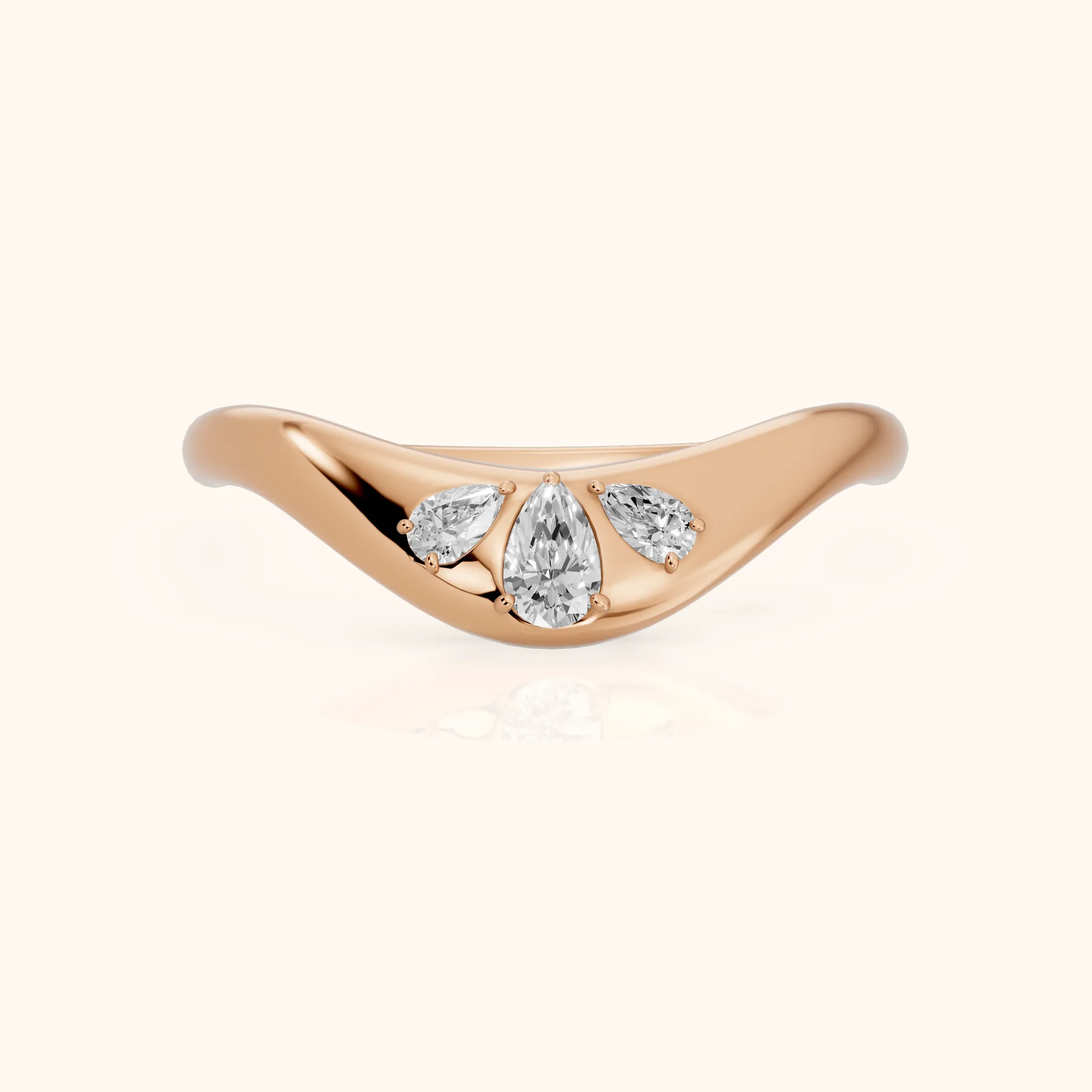 Beatrice Curved Contour Pear Diamond Wedding Band in Rose Gold — view 1