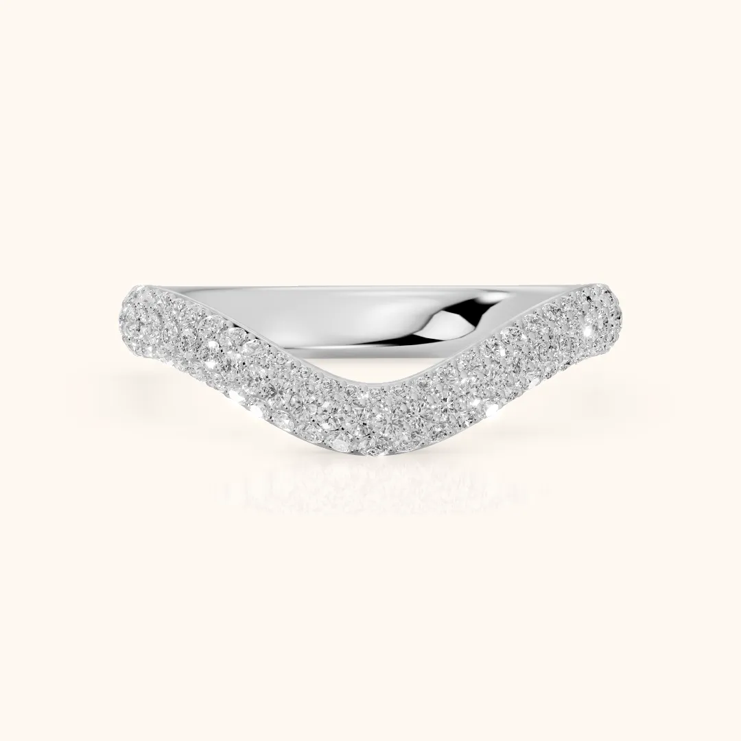 Alicia Curved Micropavé Round Diamond Half Eternity Band in Silver — view 2