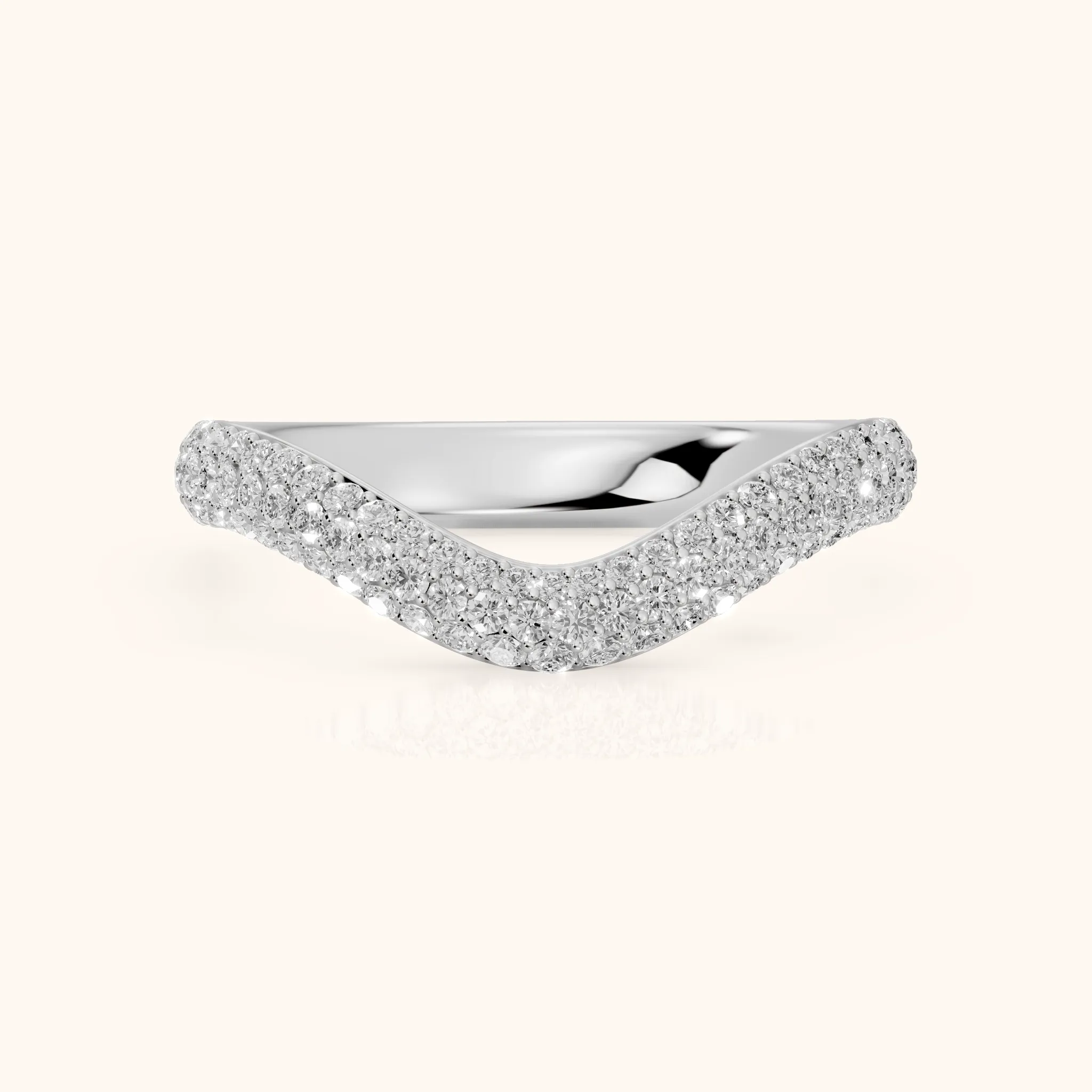 Alicia Curved Micropavé Round Diamond Half Eternity Band in Silver — view 1