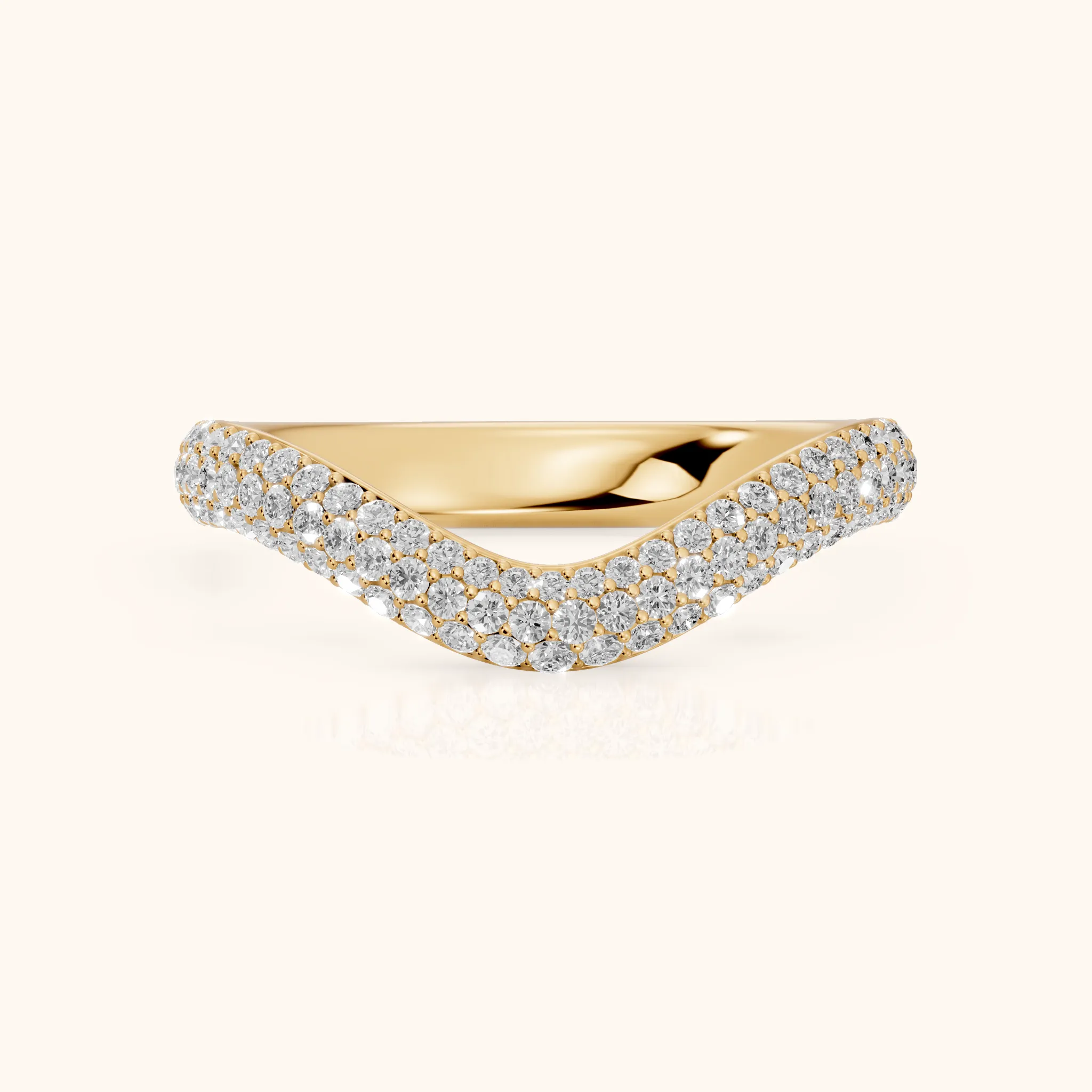 Alicia Curved Micropavé Round Diamond Half Eternity Band in Yellow Gold — view 1