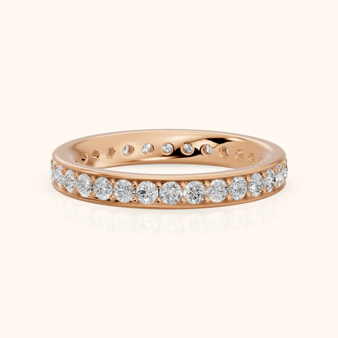 Constance Channel Set Round Diamond Eternity Band in Rose Gold — view 2