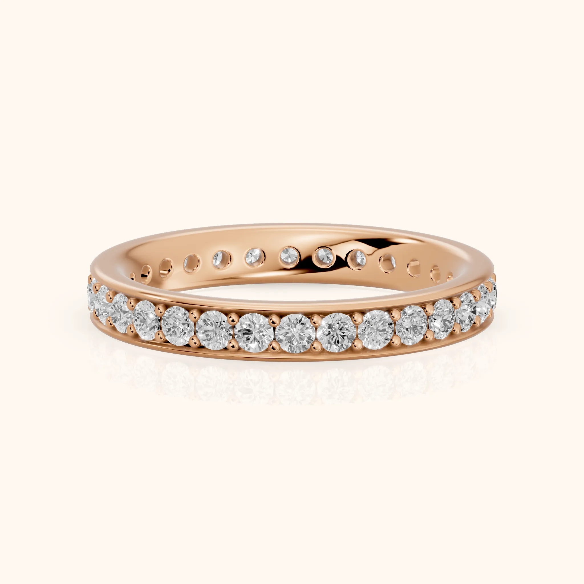Constance Channel Set Round Diamond Eternity Band in Rose Gold — view 1