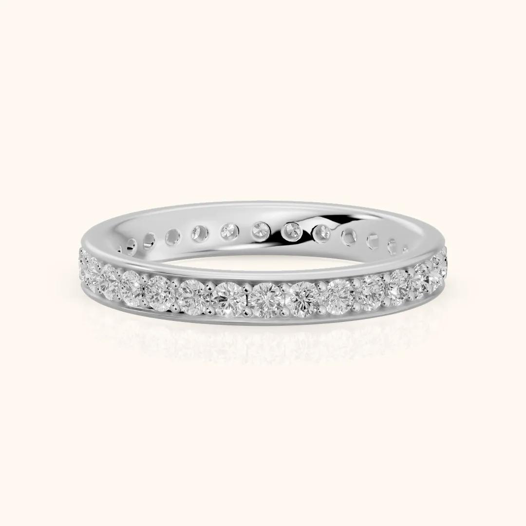 Belen Channel Set Round Diamond Eternity Band in Silver — view 2