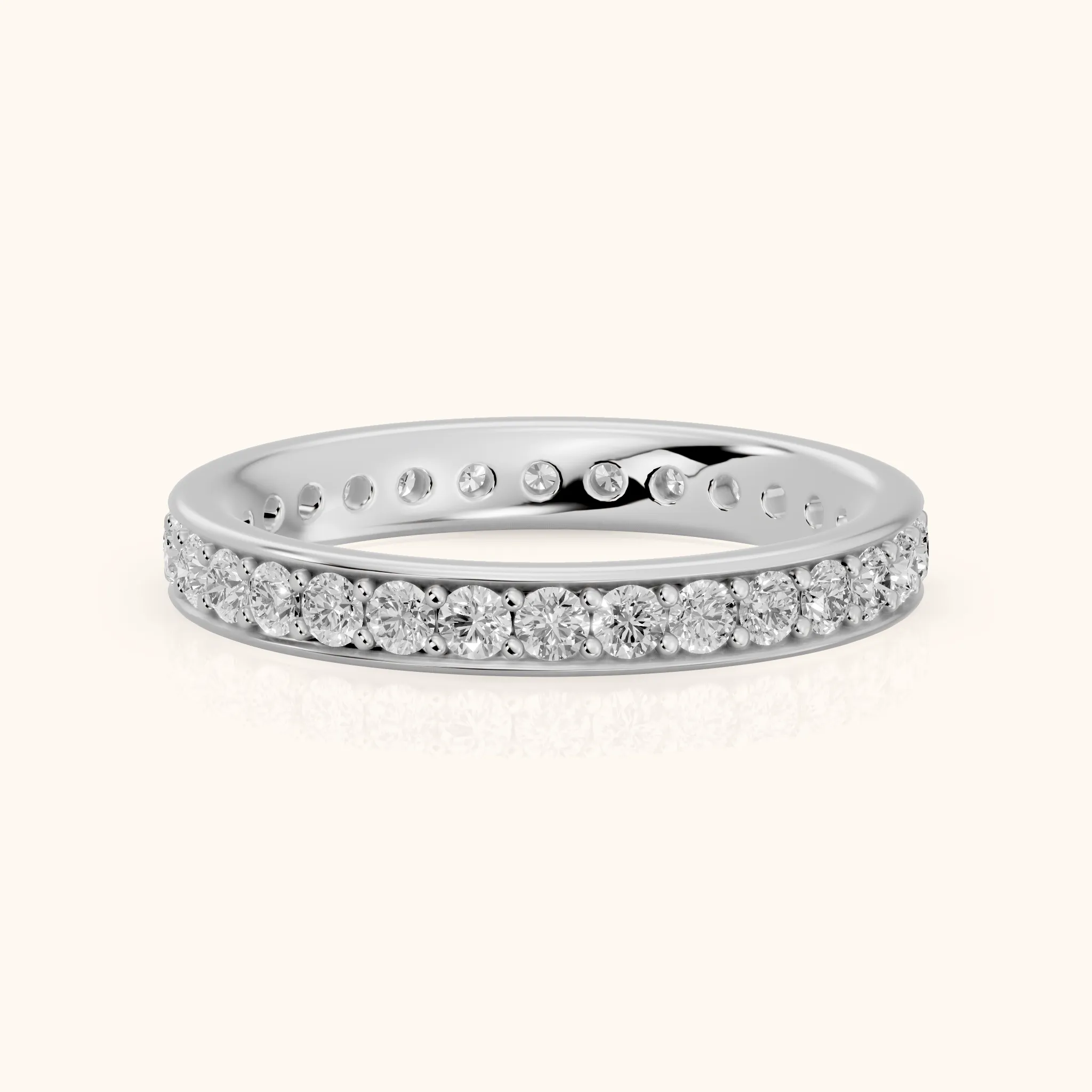 Belen Channel Set Round Diamond Eternity Band in Silver — view 1