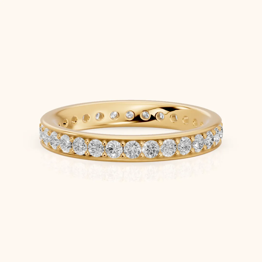 Constance Channel Set Round Diamond Eternity Band in Yellow Gold — view 2