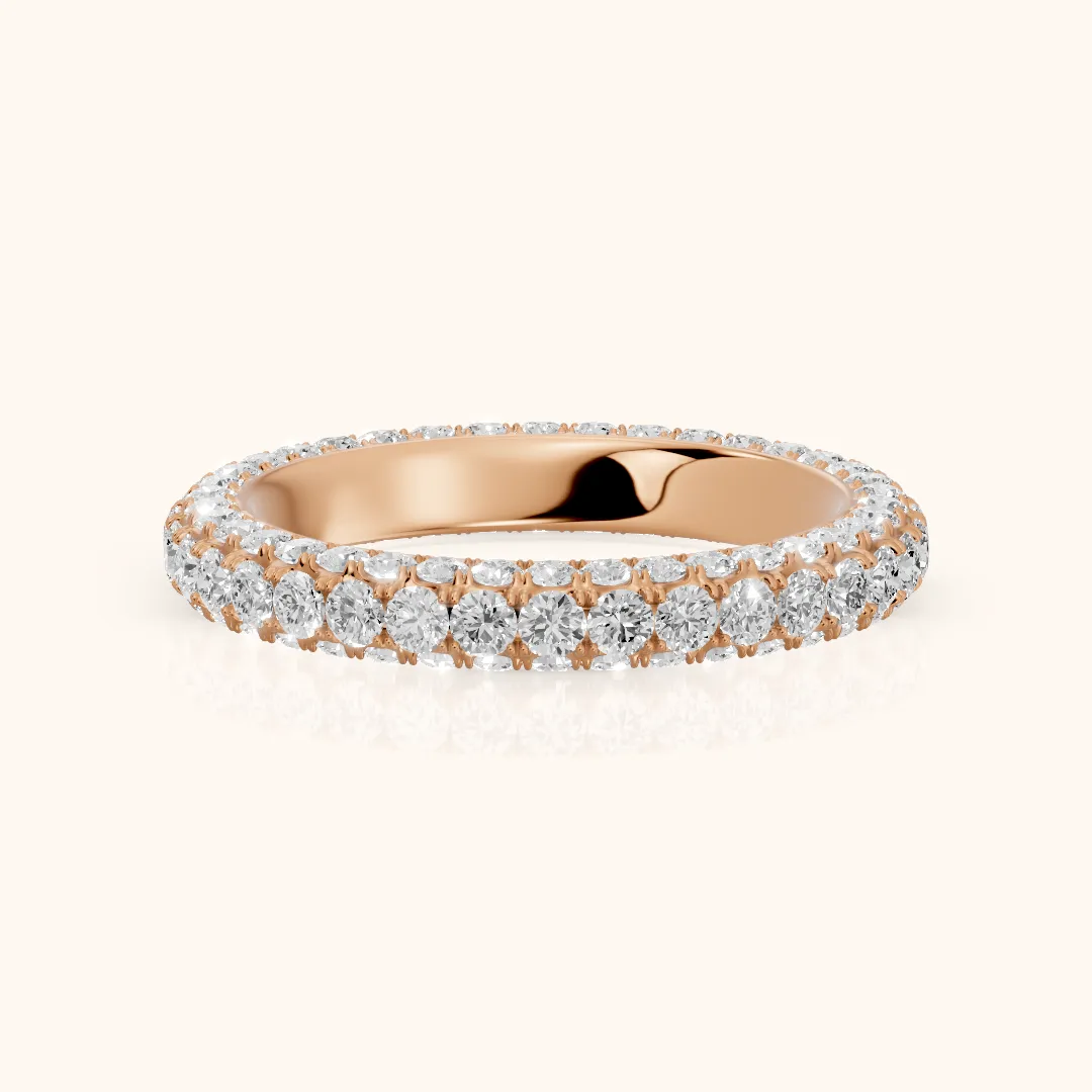 Candela Micropavé Round Diamond Eternity Band in Rose Gold — view 2