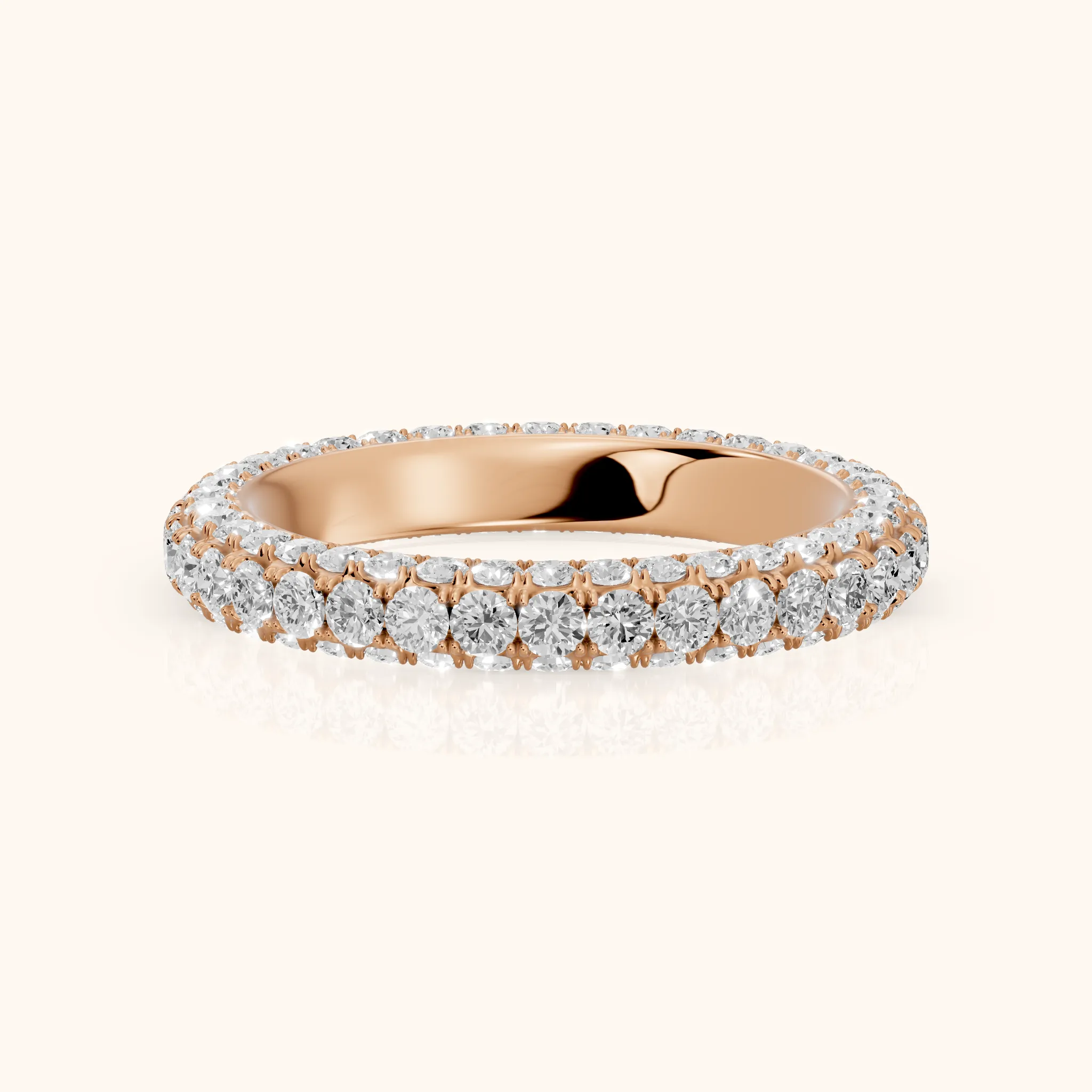 Candela Micropavé Round Diamond Eternity Band in Rose Gold — view 1