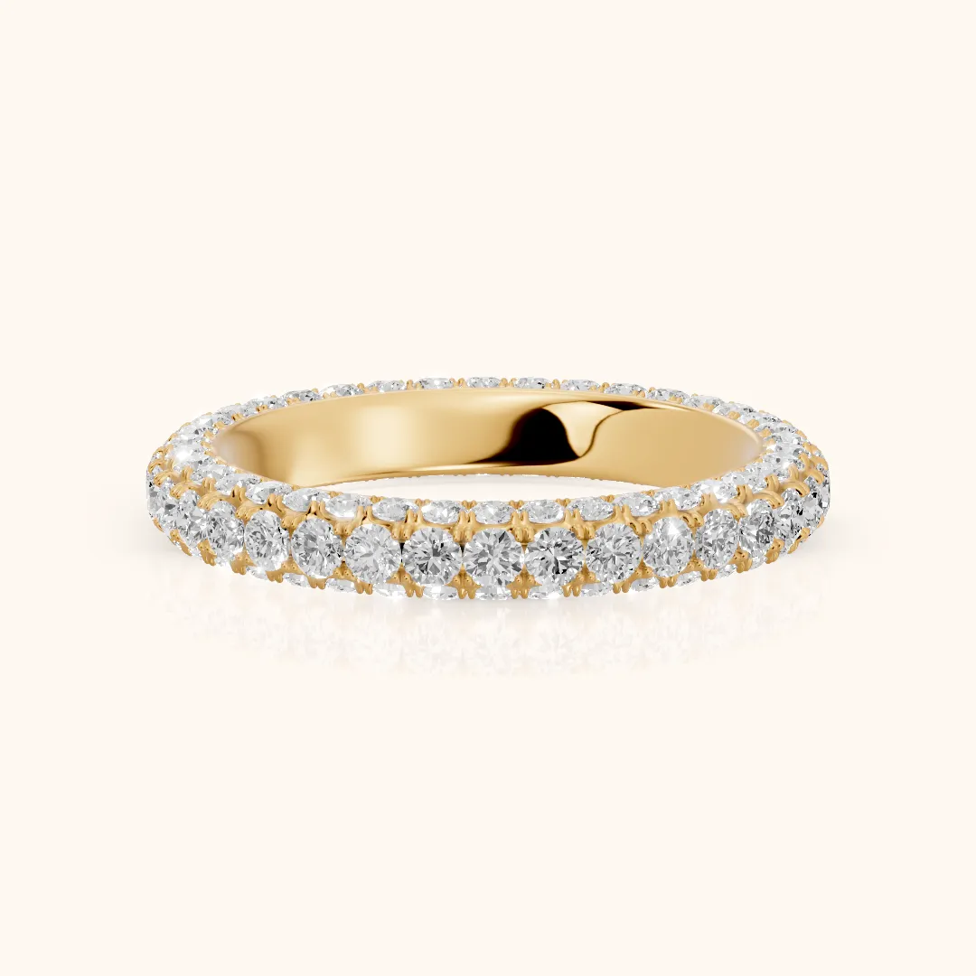 Candela Micropavé Round Diamond Eternity Band in Yellow Gold — view 2